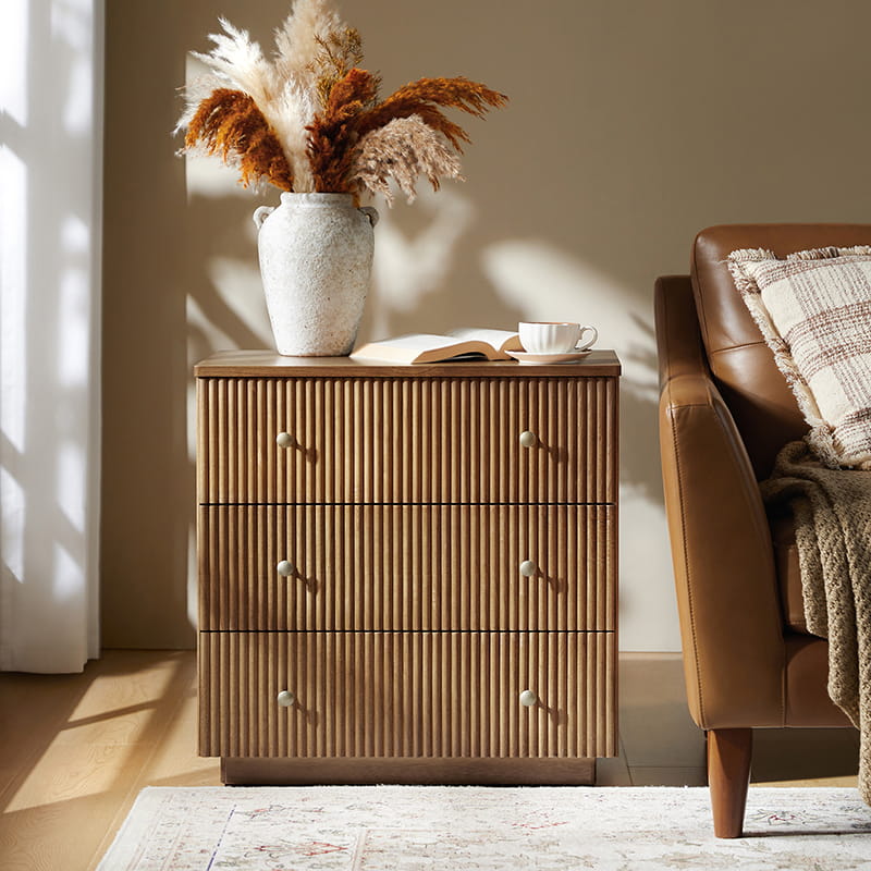 Camille Solid Wood End Table with Drawers