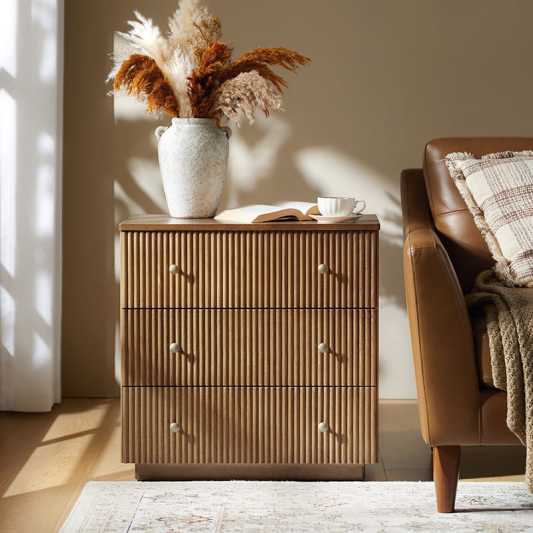 Camille Solid Wood End Table with Drawers