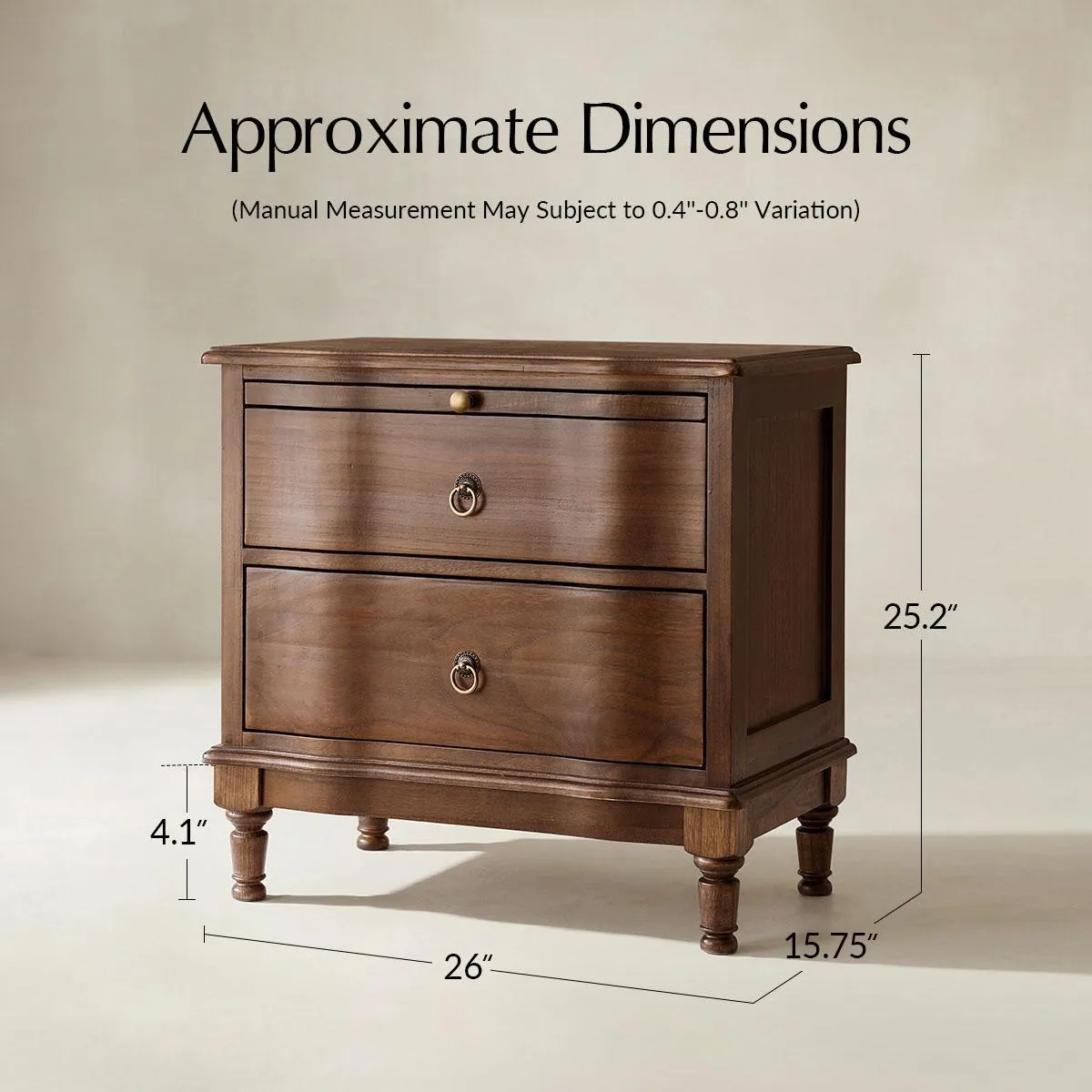 Solid Wood 2 Drawer End Table with Charging Ports & Pull-Out Shelf(Optional Types)