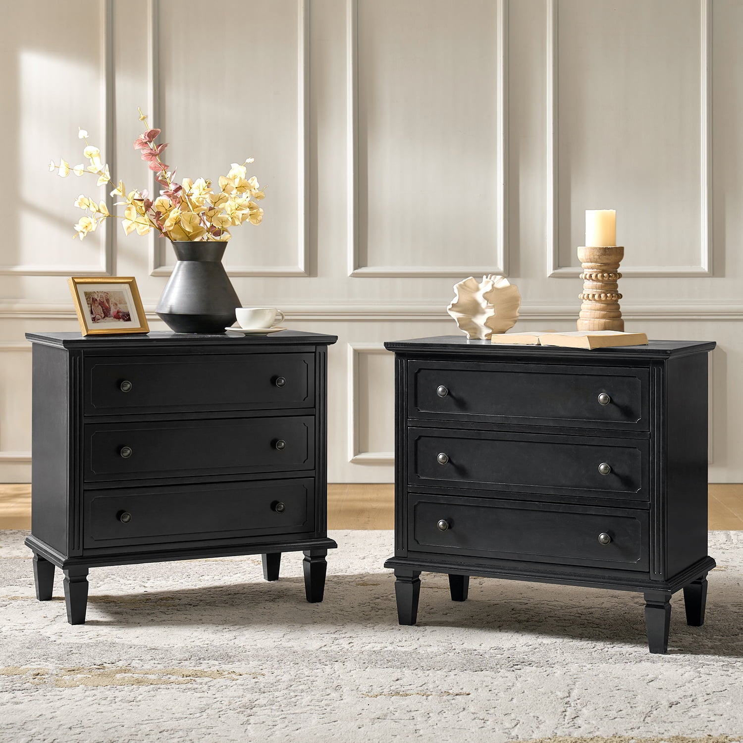 Transitional Wood End Table with Drawers and Power Outlet(Optional Types)