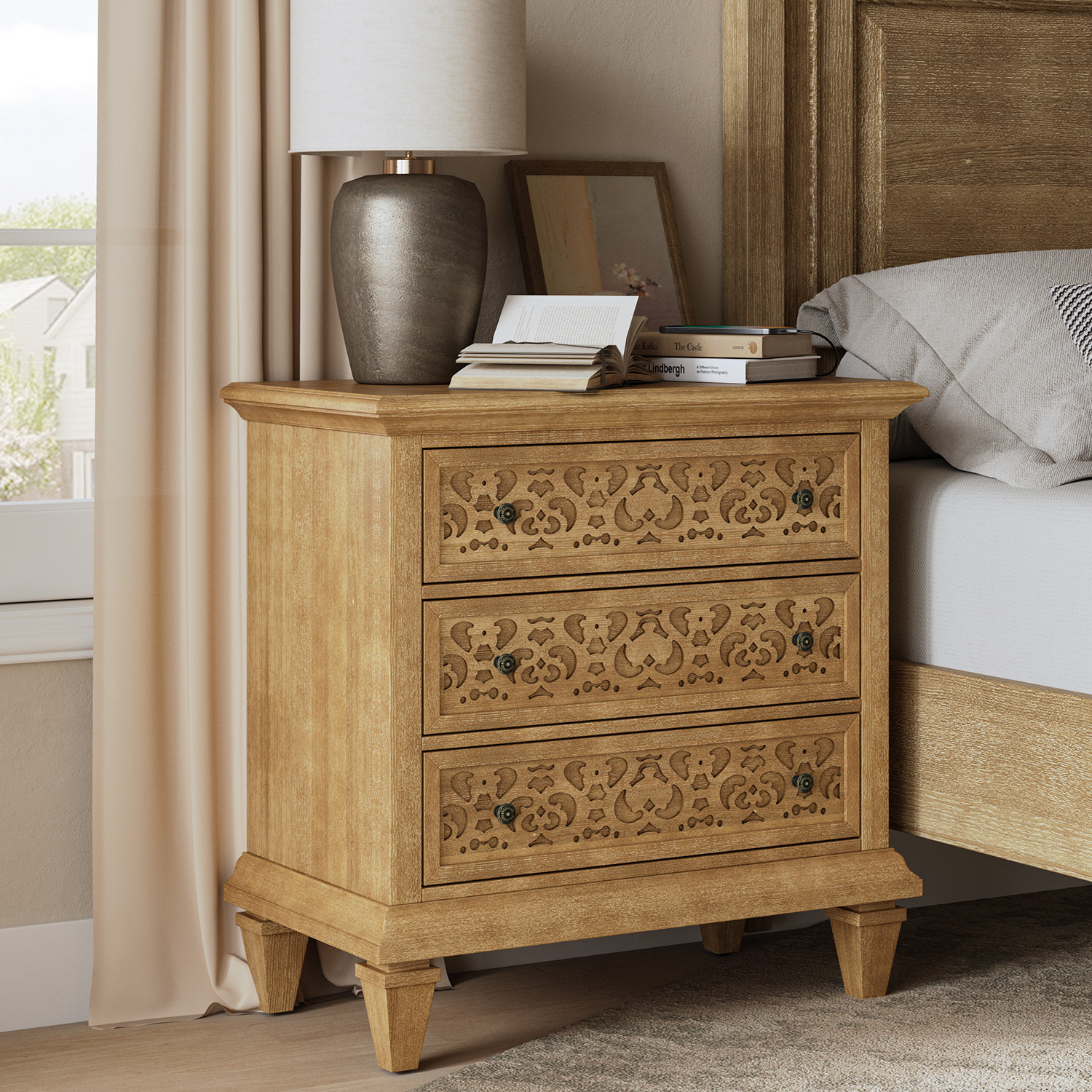 Colombo 3-Drawer End Table with Built-In Outlets(Optional Types)