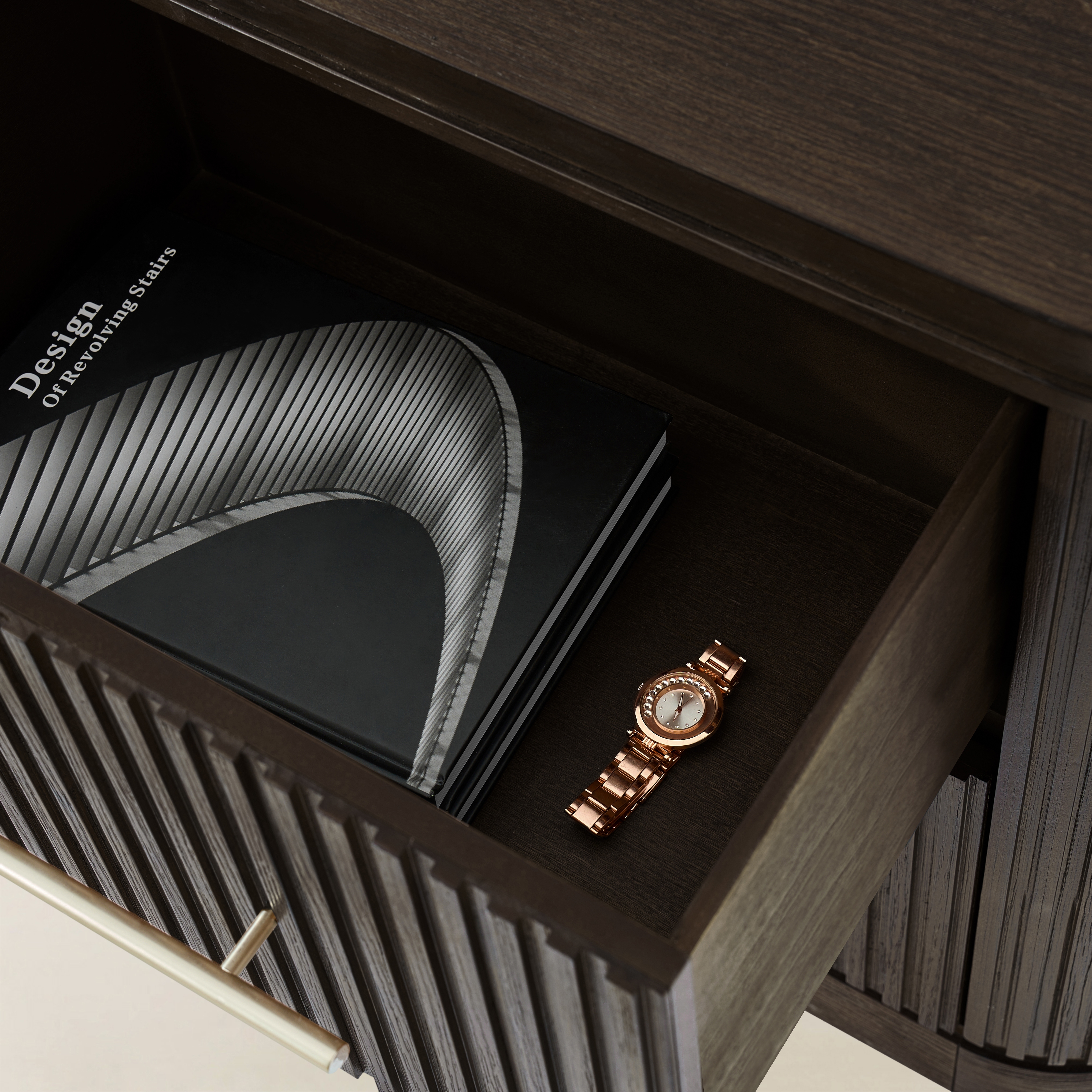 VERRAL Fluted Wood nightstand