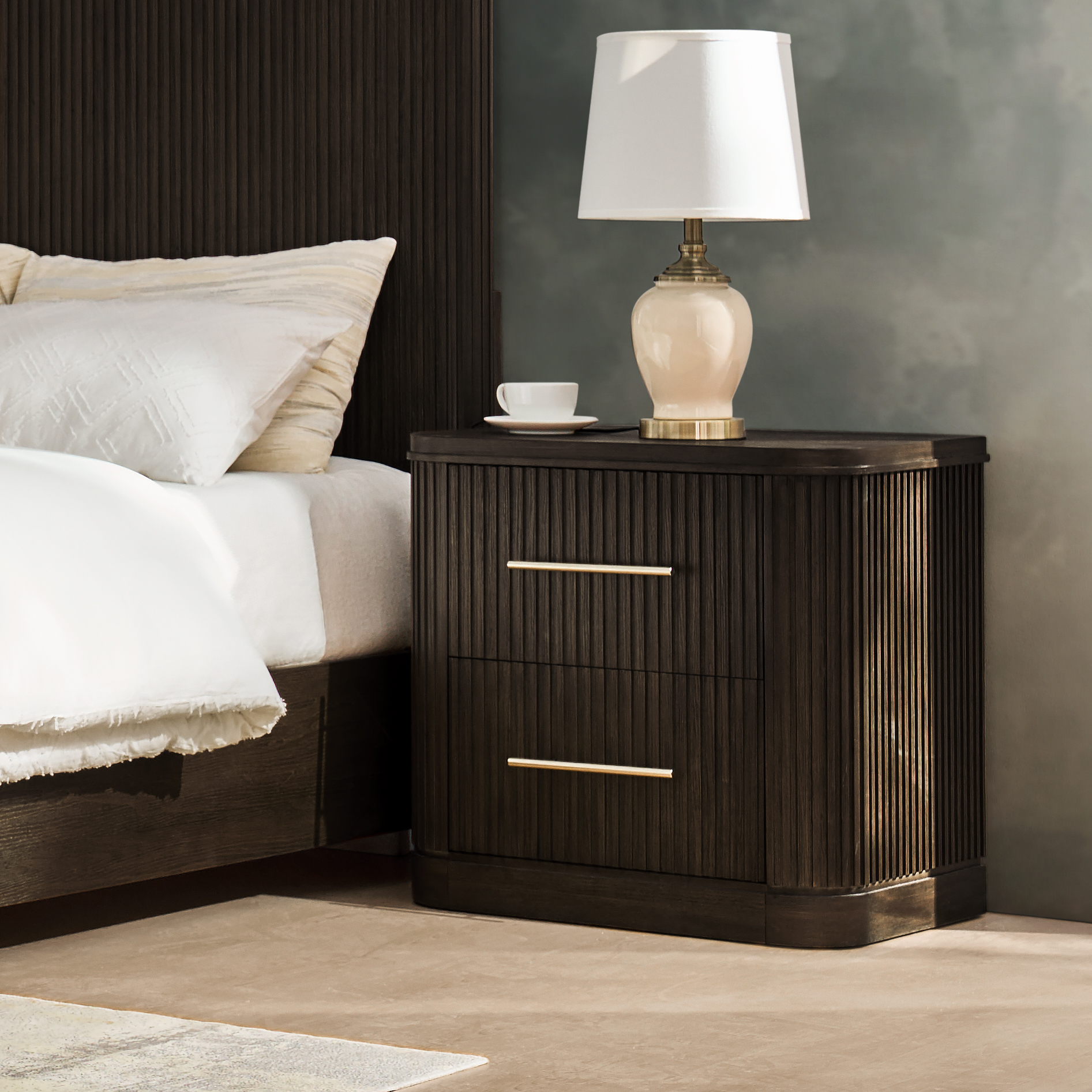 VERRAL Fluted Wood nightstand