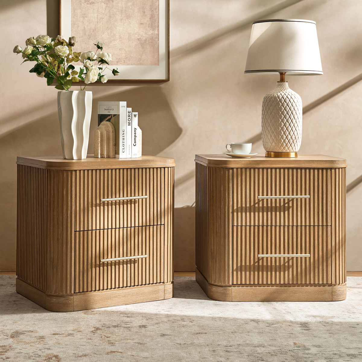 Verral Fluted Wood Nightstand