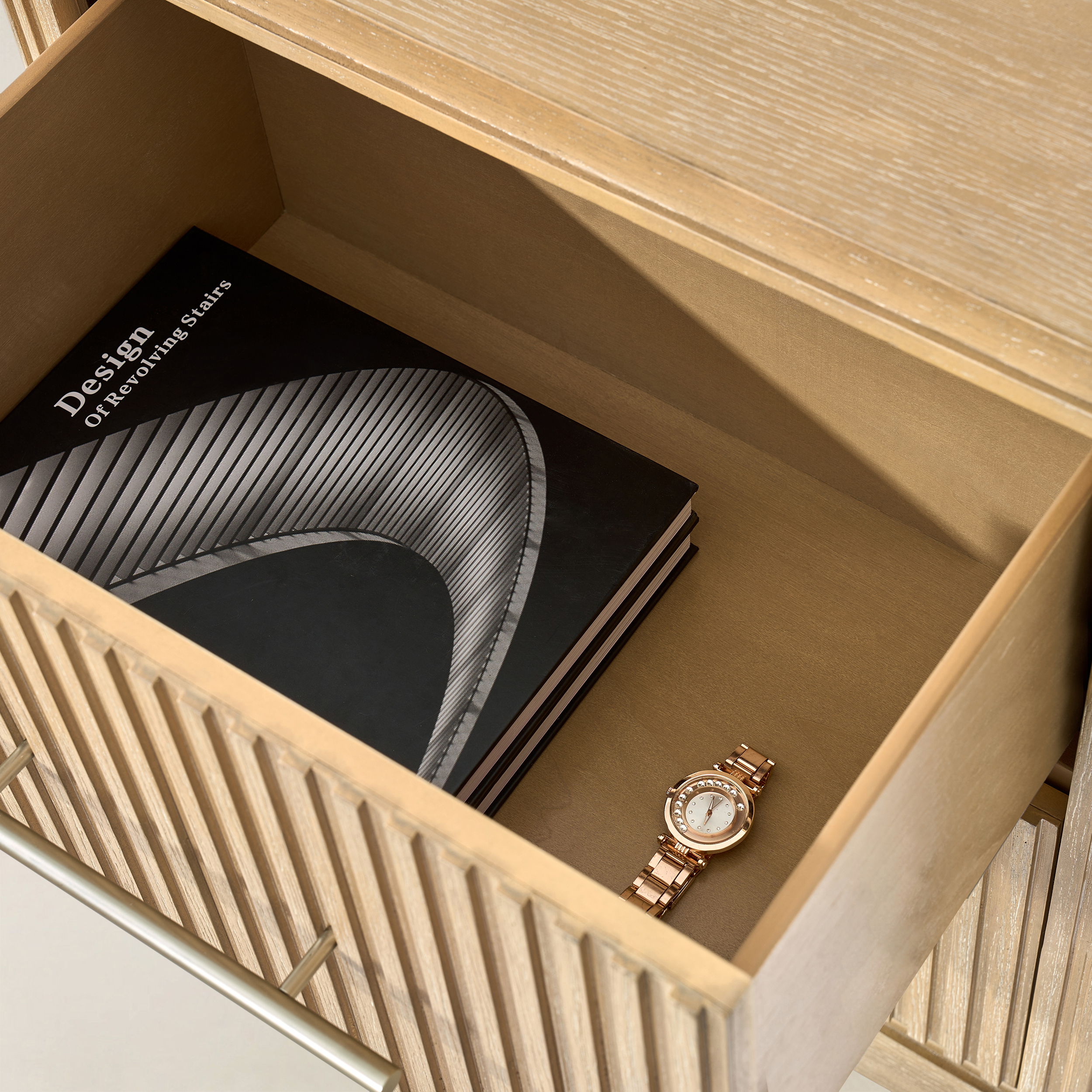VERRAL Fluted Wood nightstand