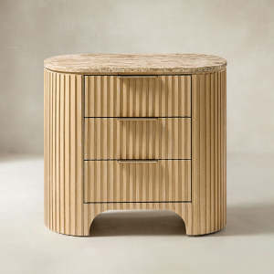 Arcua Fluted Marble Top Nightstand