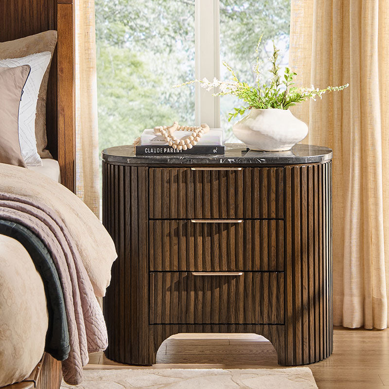 Arcua Fluted Marble Top Nightstand