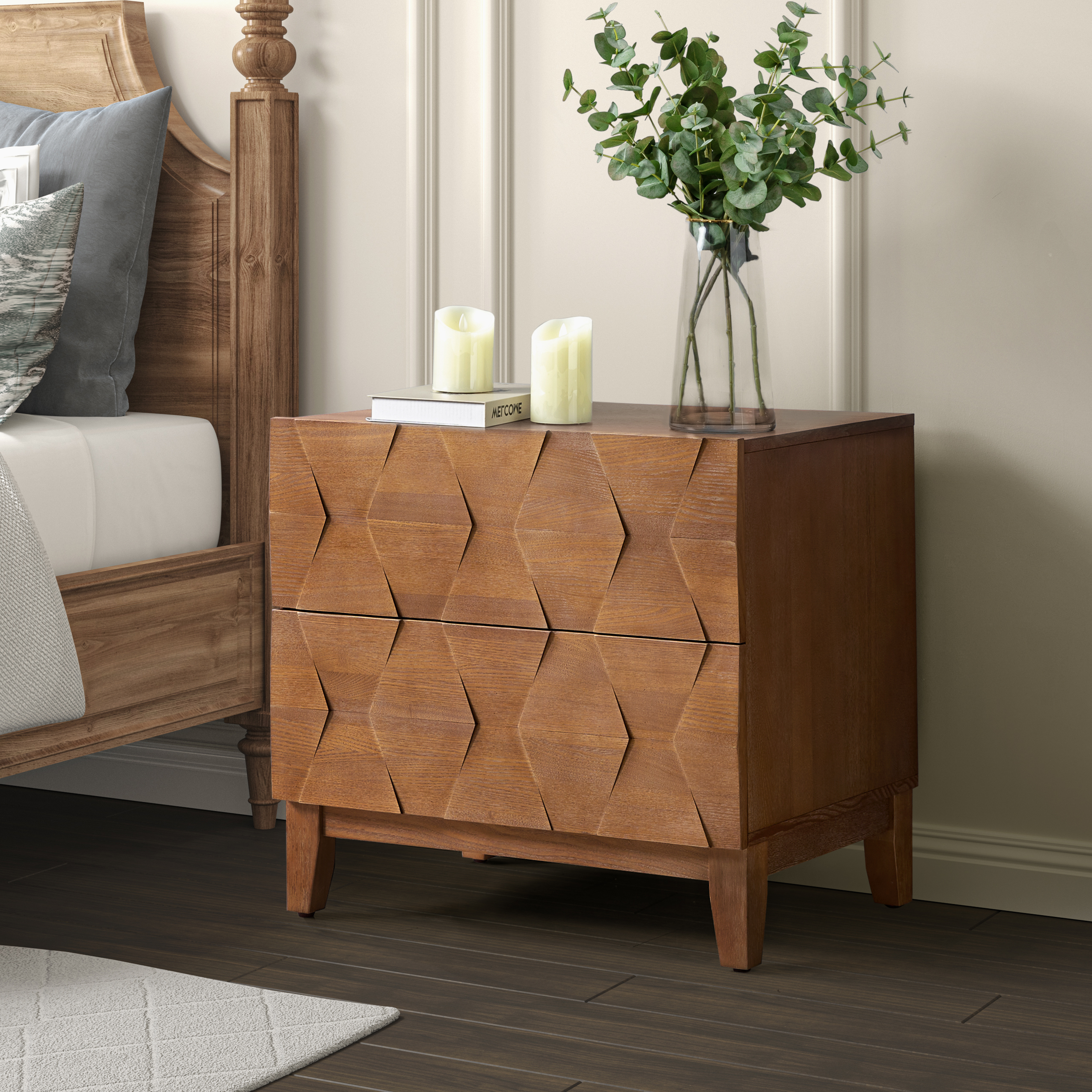 Kamu 2 - Drawer End Table with Built-in Outlets(Optional Types)