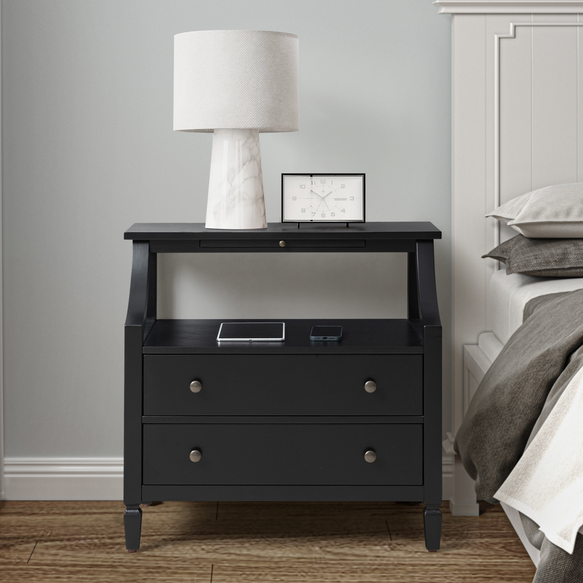 Grace 2 - Drawer End Table Chest with Built-in Outlets