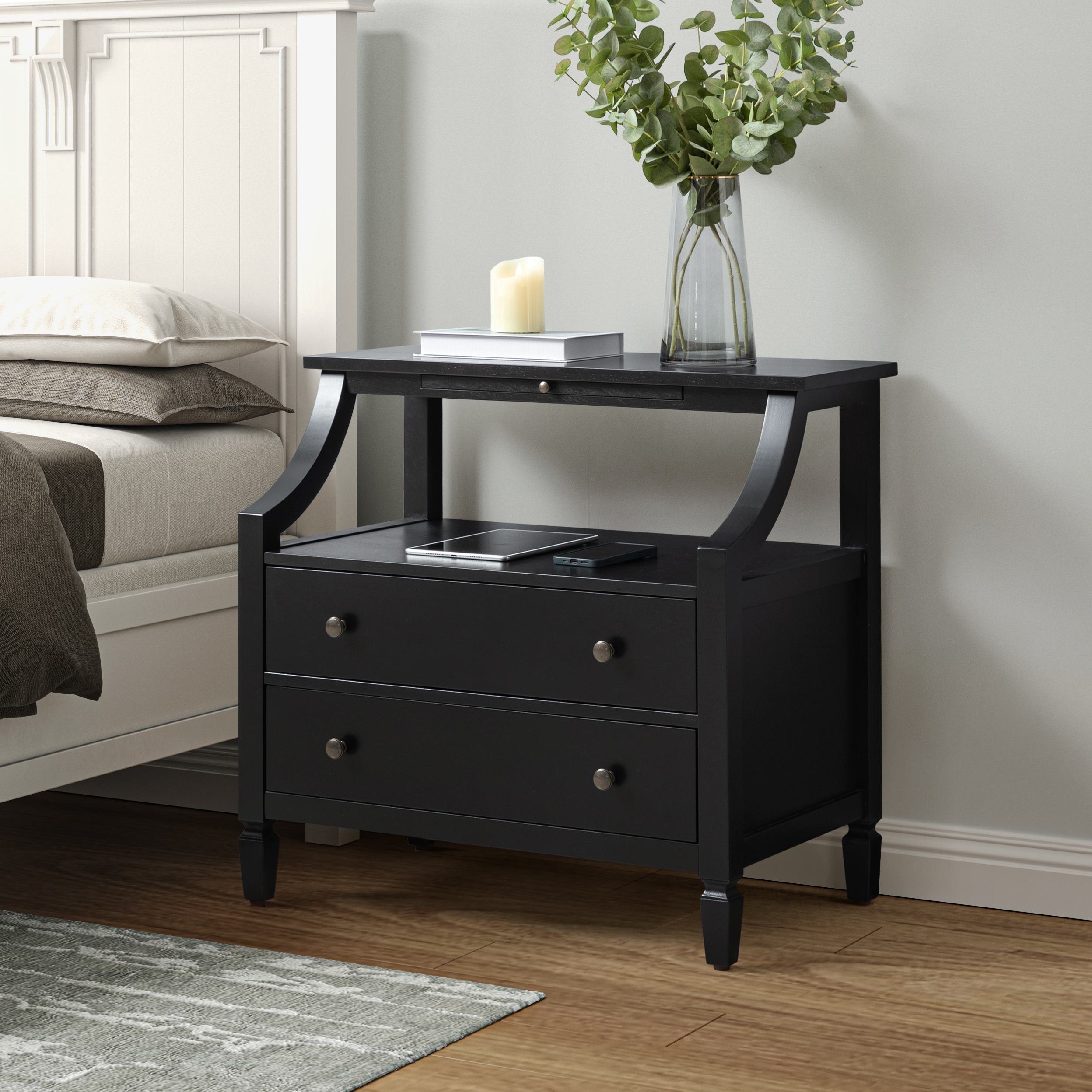 Grace 2 - Drawer End Table Chest with Built-in Outlets