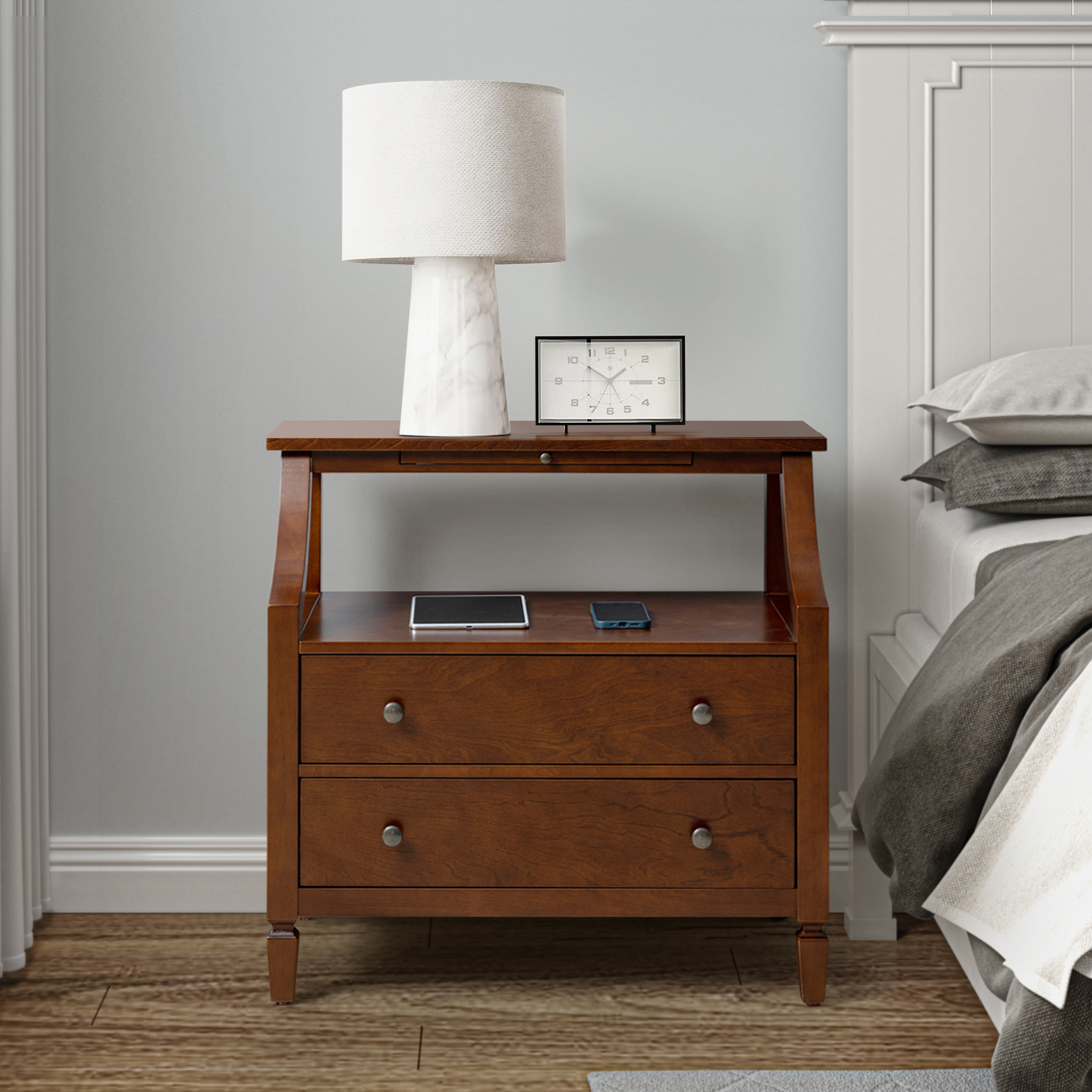 Grace 2 - Drawer End Table Chest with Built-in Outlets