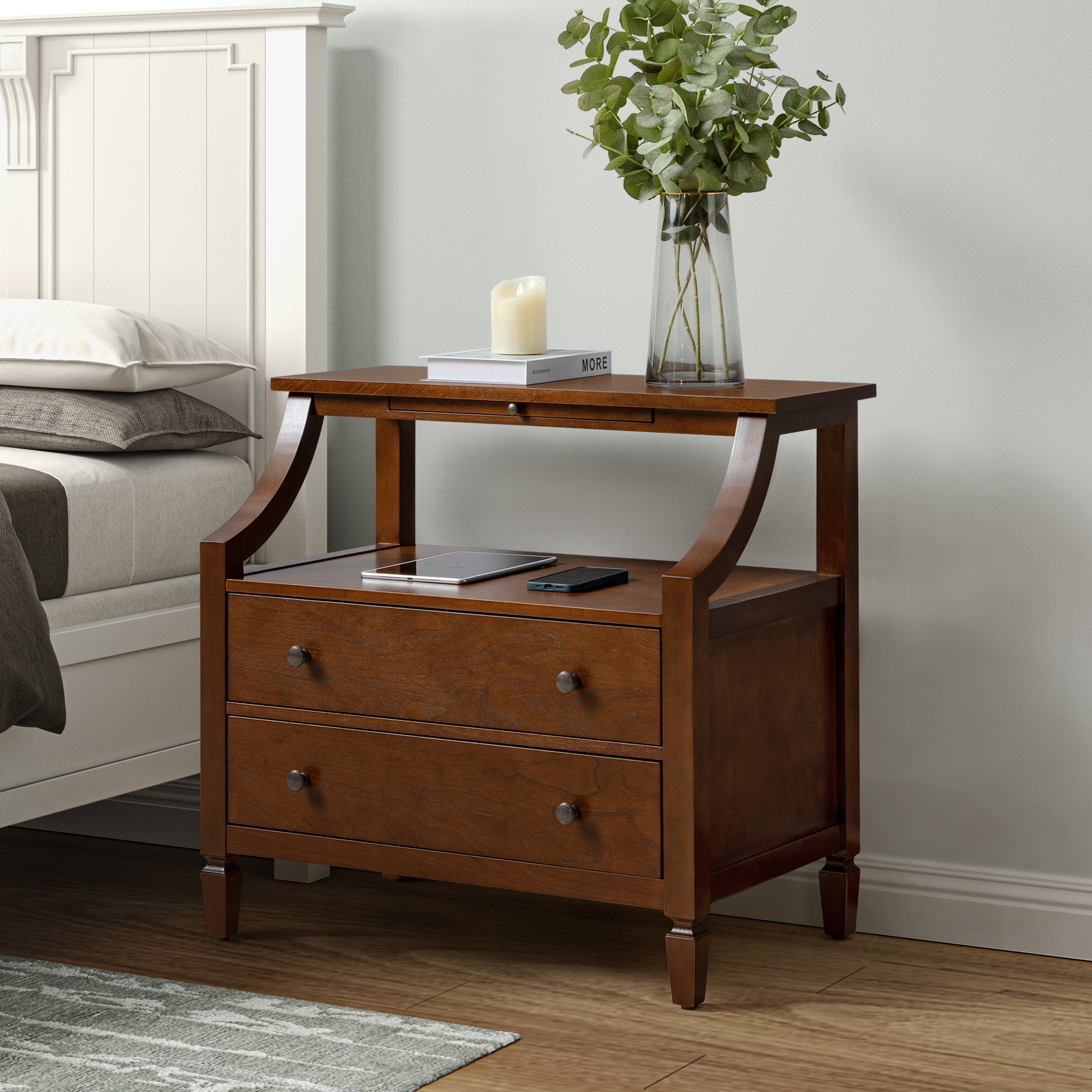 Grace 2 - Drawer End Table Chest with Built-in Outlets