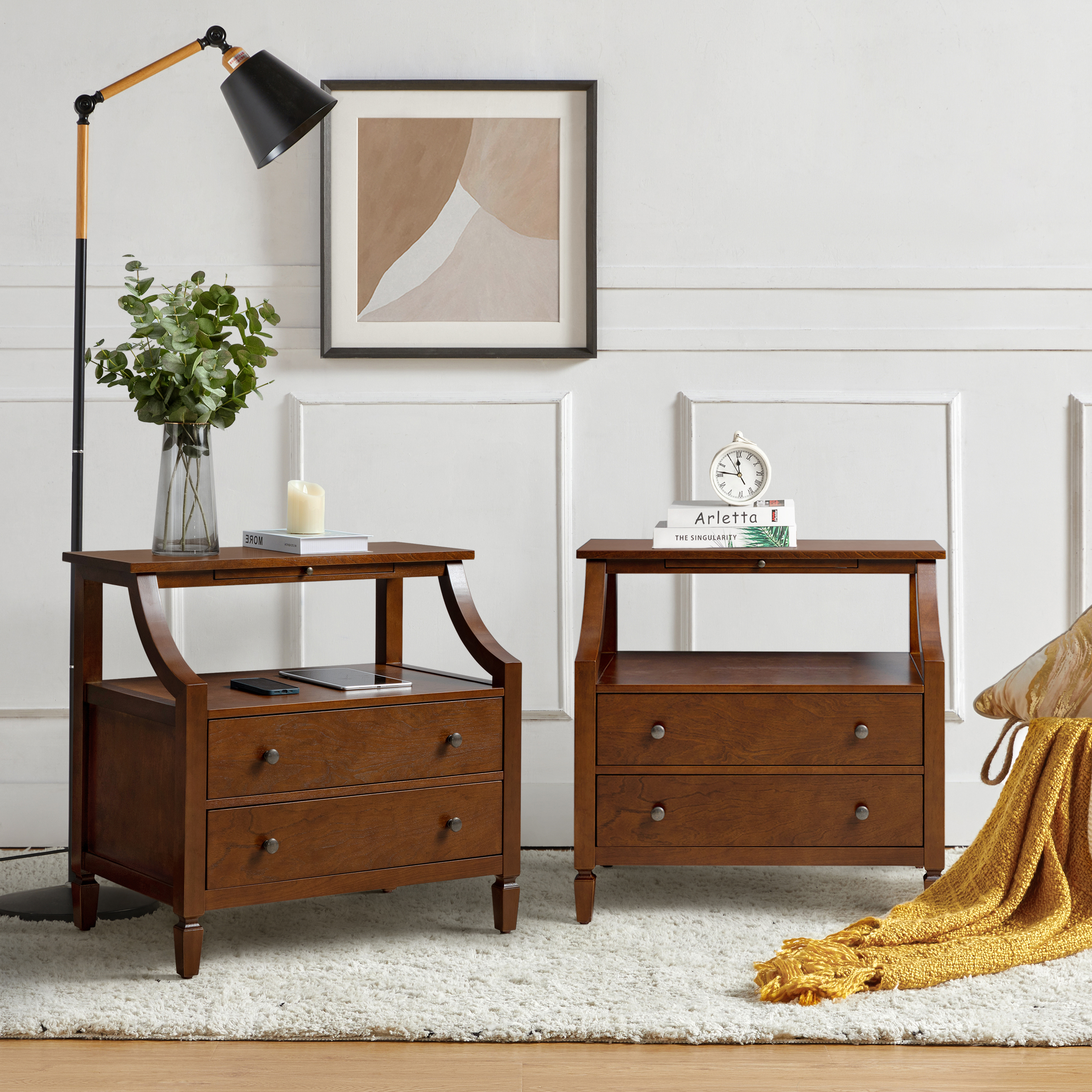 Grace 2 - Drawer End Table Chest with Built-in Outlets