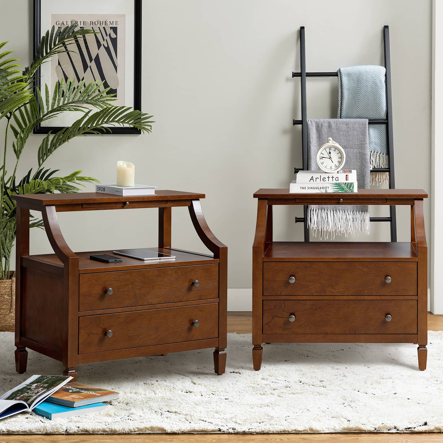 Grace 2 - Drawer End Table Chest with Built-in Outlets