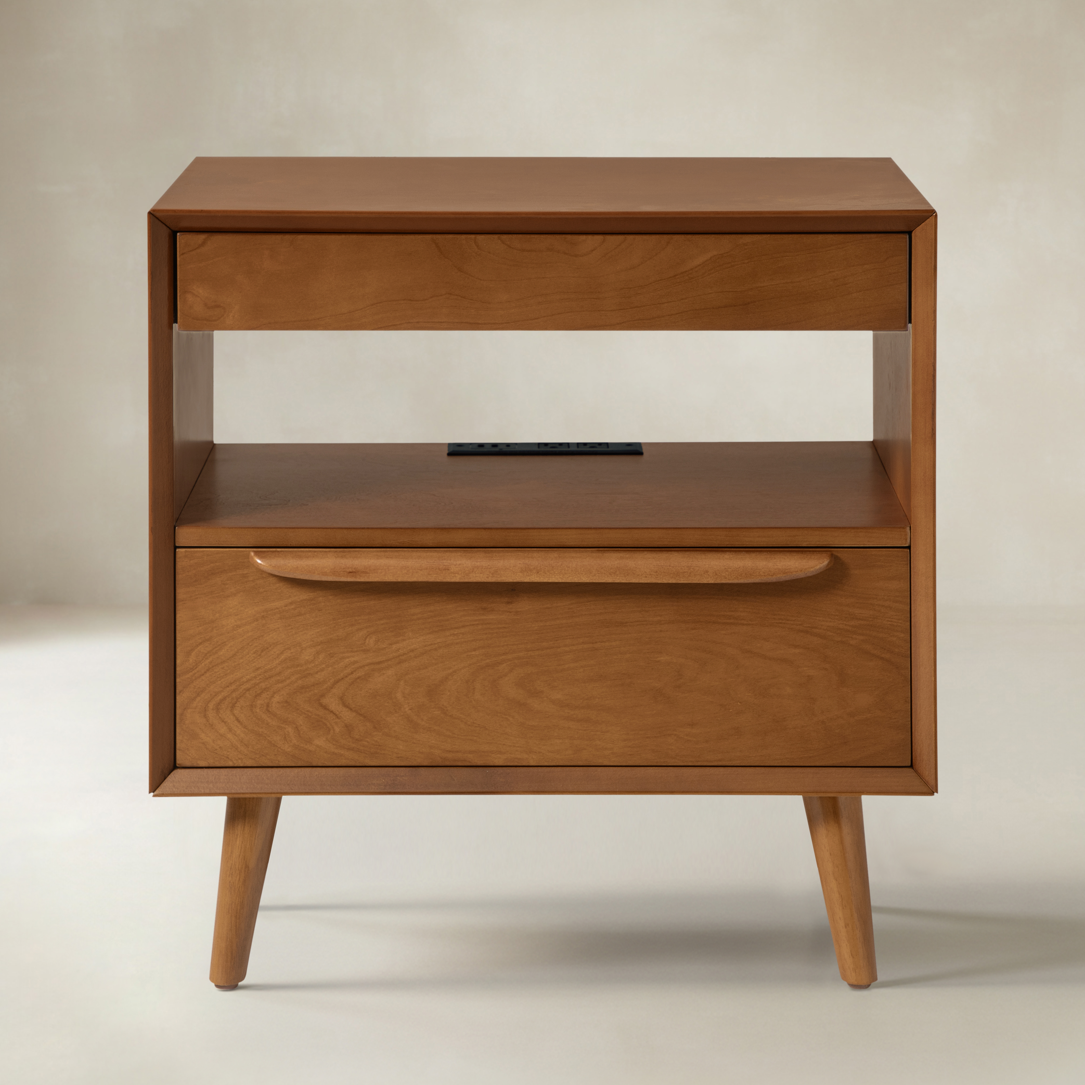 Giralda 2-Drawer Mid-century Modern End Table with Built-In Outlets(Optional Types)