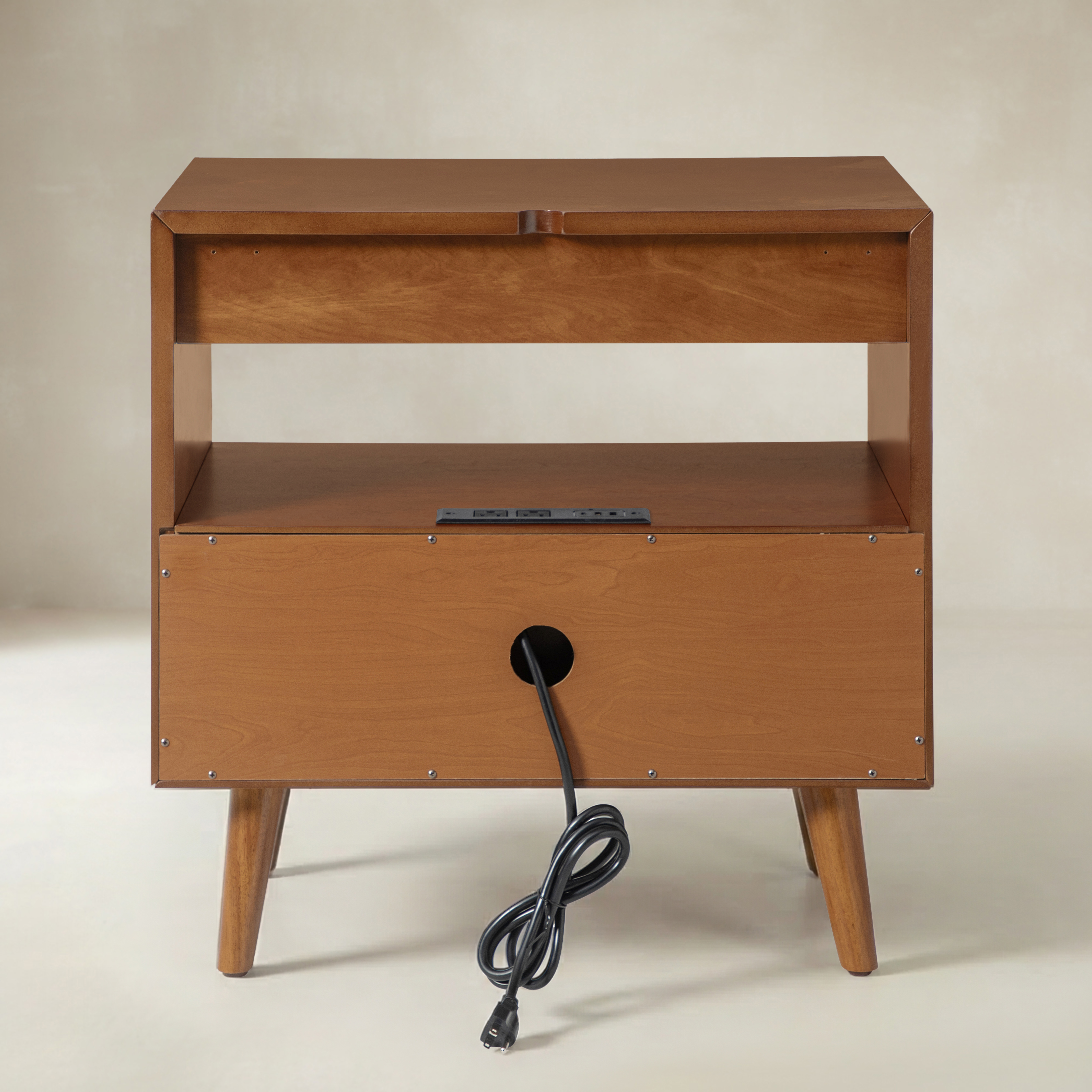 Giralda 2-Drawer Mid-century Modern End Table with Built-In Outlets(Optional Types)