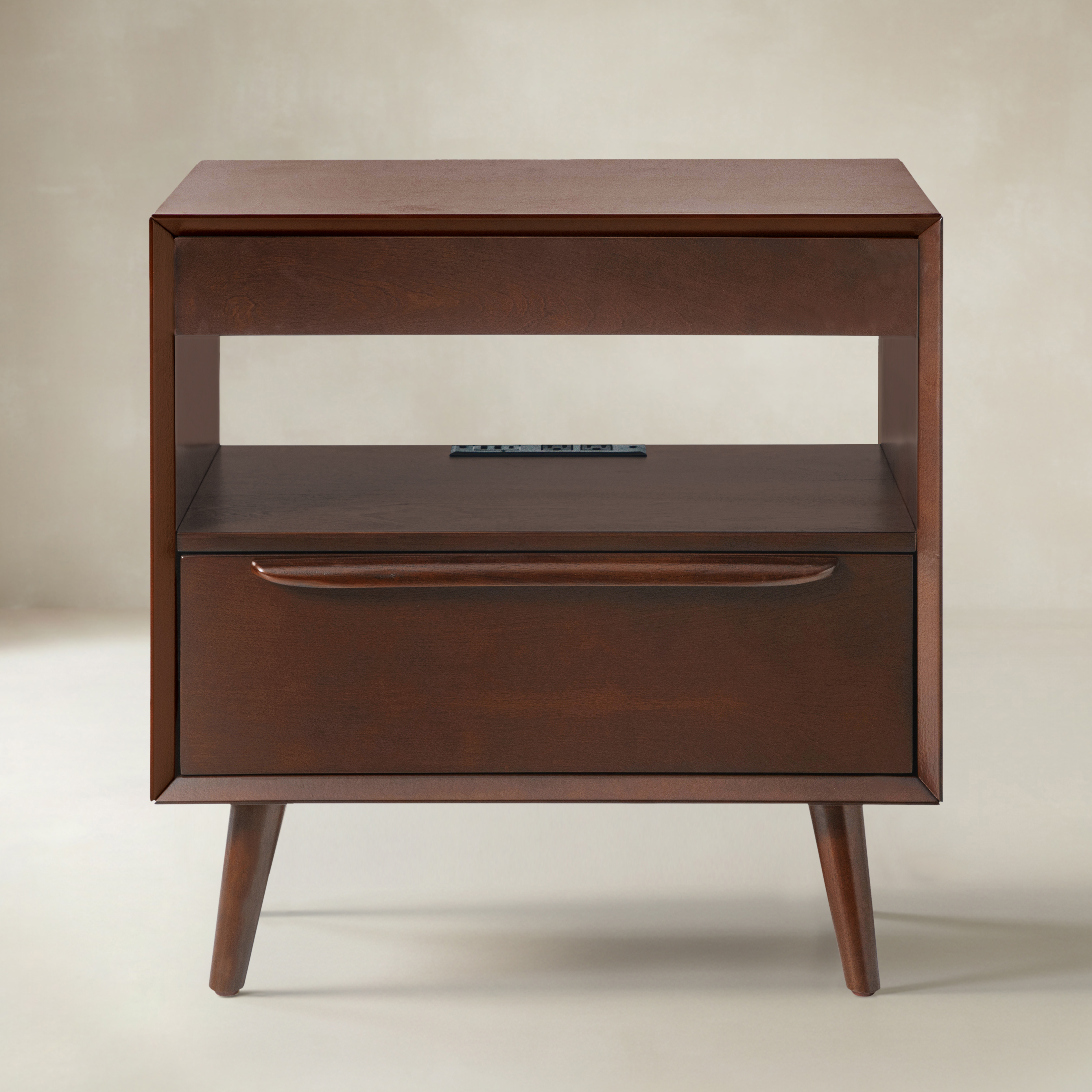 Giralda 2-Drawer Mid-century Modern End Table with Built-In Outlets(Optional Types)