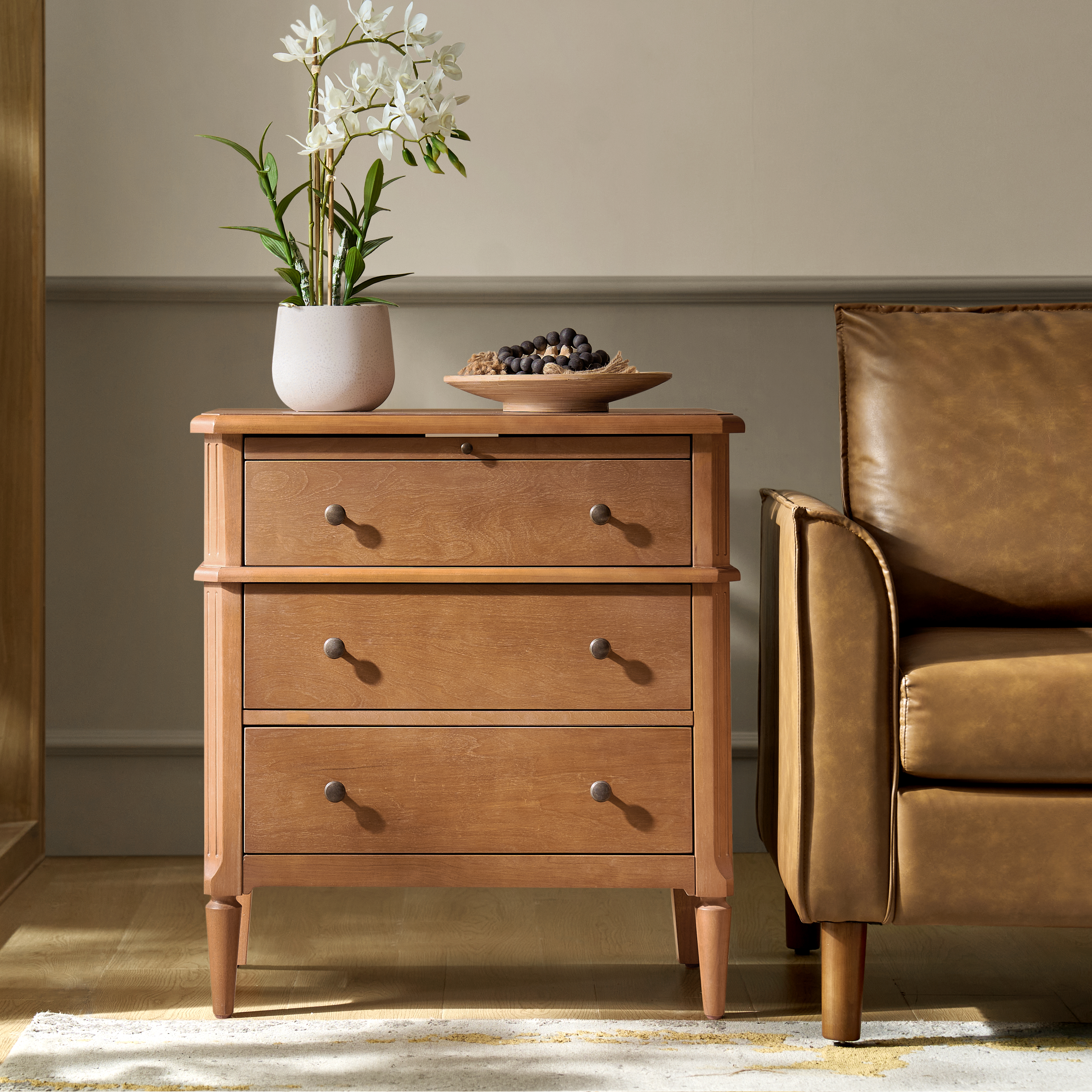 Griselda Transitional 3-Drawer End Table with Hidden Compartment