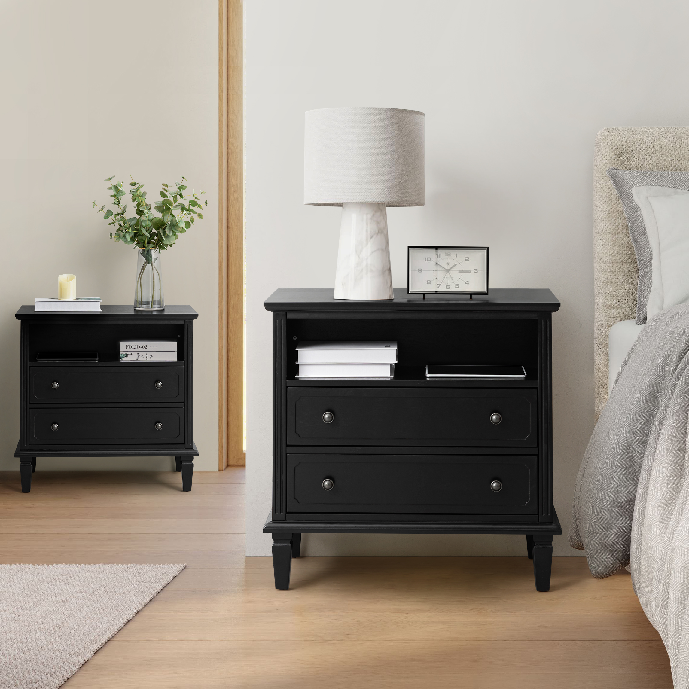 Galatea 2 - Drawer Solid Wood End Table Chest(Optional Types)