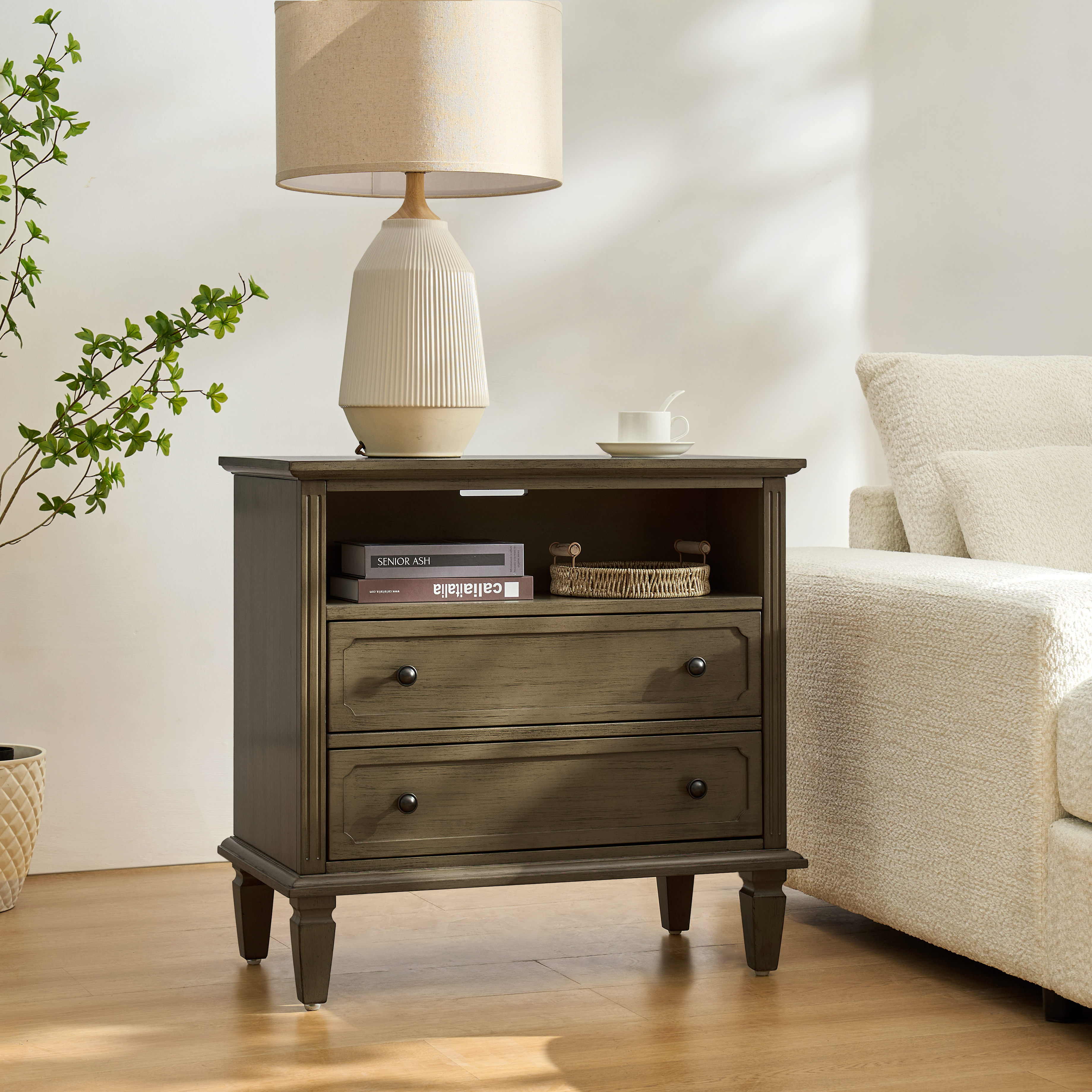 Galatea 2 - Drawer Solid Wood End Table Chest(Optional Types)