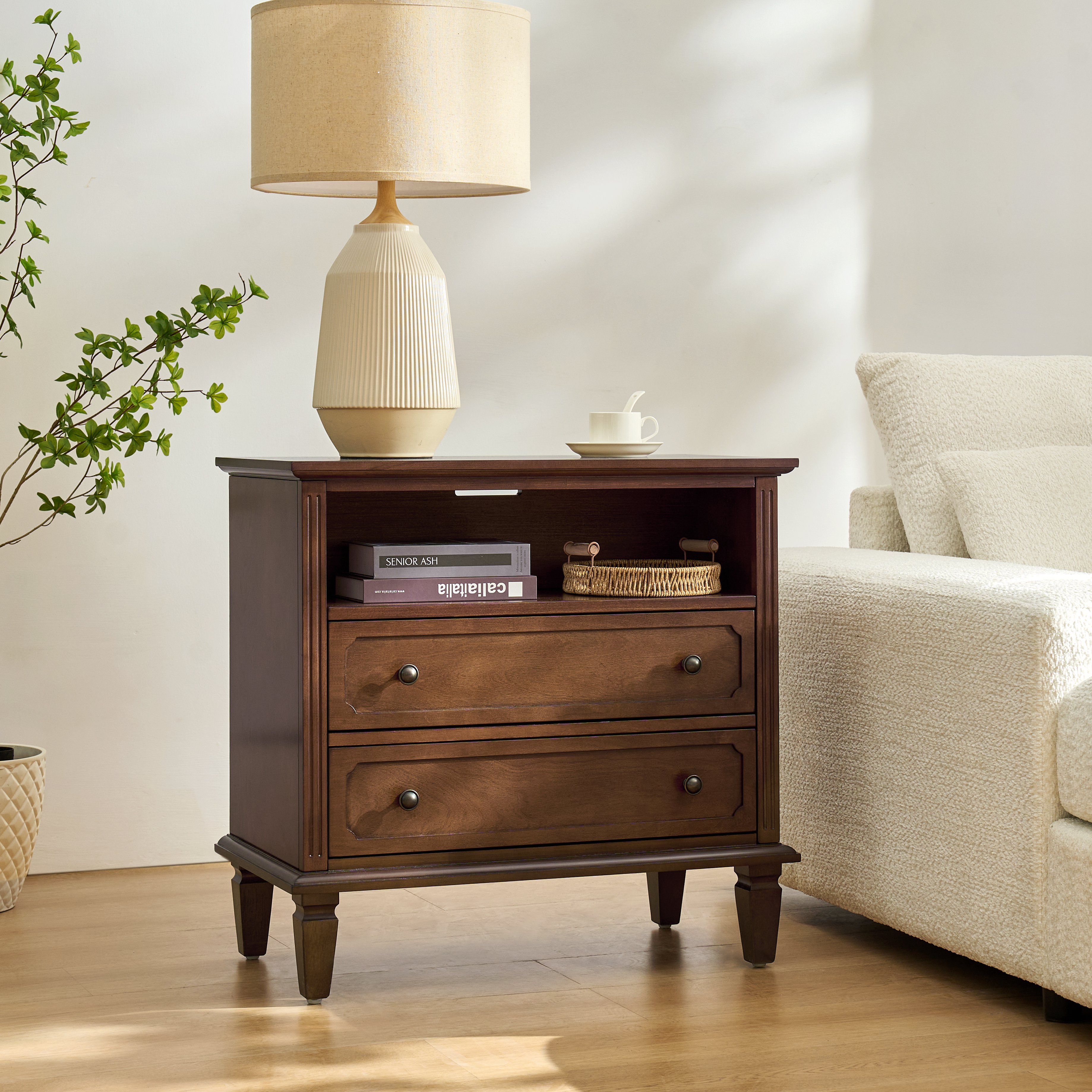 Galatea 2 - Drawer Solid Wood End Table Chest(Optional Types)