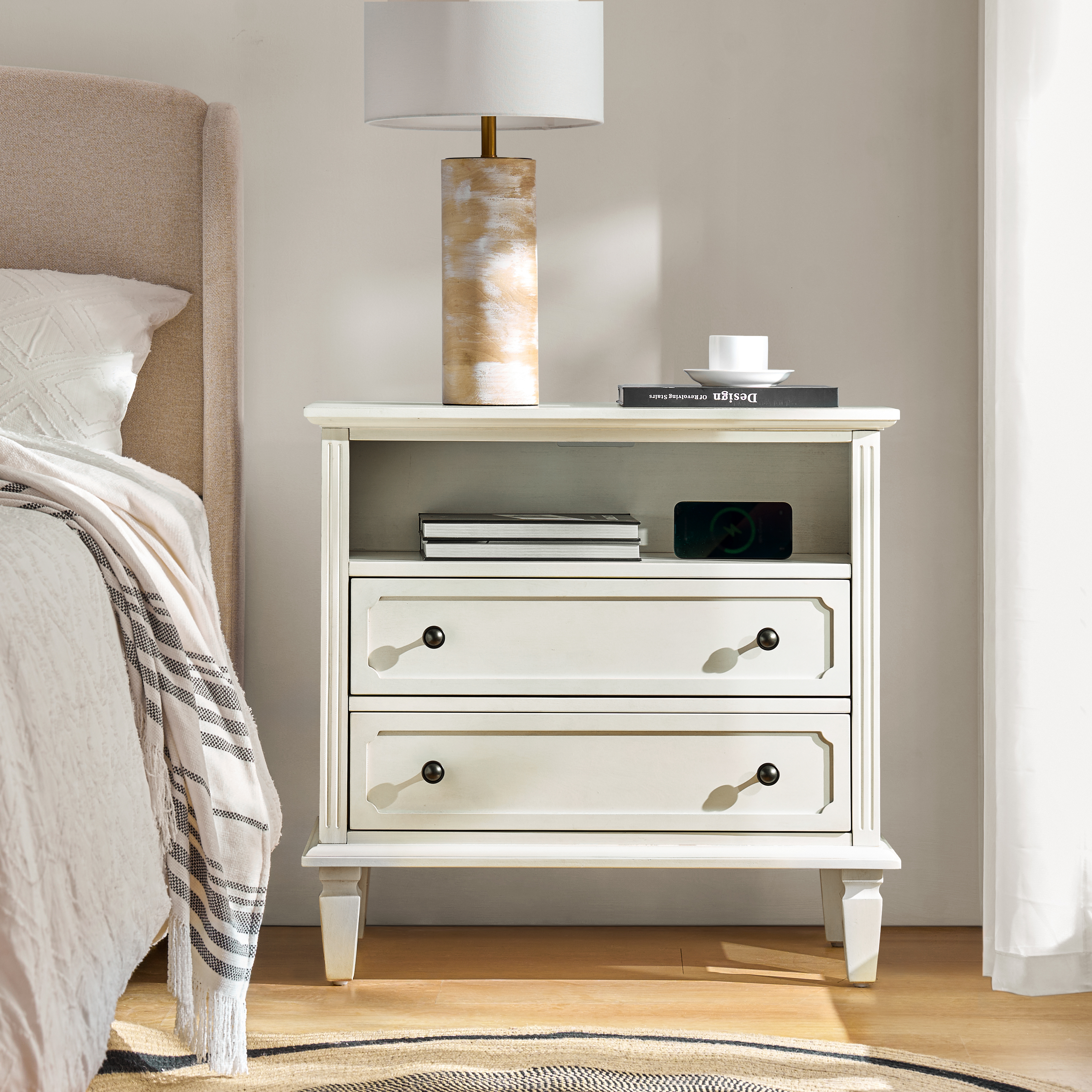 Galatea 2 - Drawer Solid Wood End Table Chest(Optional Types)
