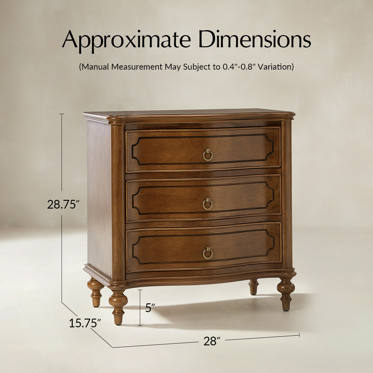 Bernhard 3-Drawer Traditional Style End Table Chest with Built-In Outlets(Optional Types)