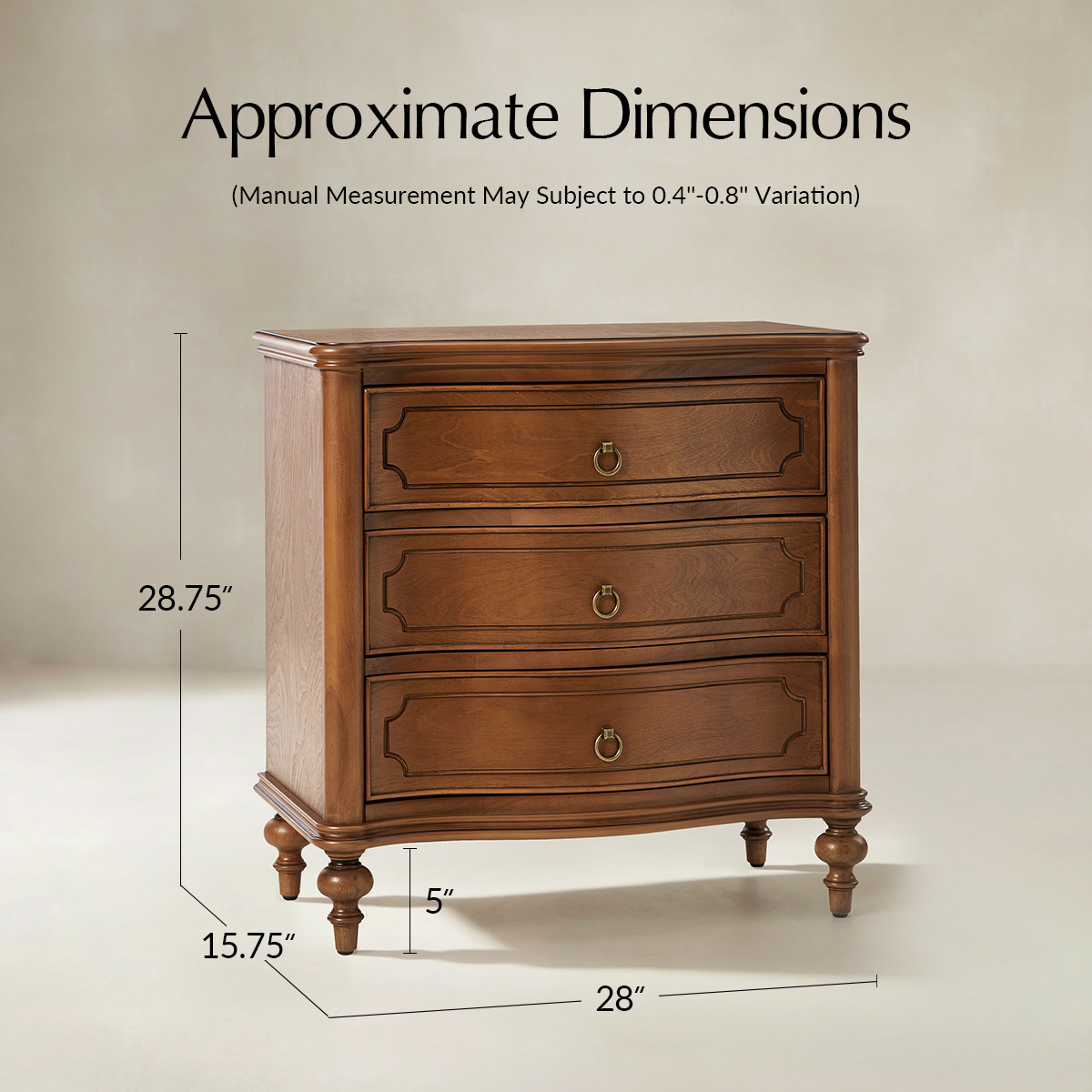 Bernhard 3-Drawer Traditional Style End Table Chest with Built-In Outlets(Optional Types)