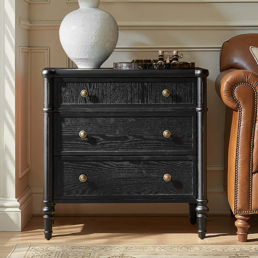 Derk Fluted Fronts Transitional End Table with Drawers and USB/Type-C Outlets