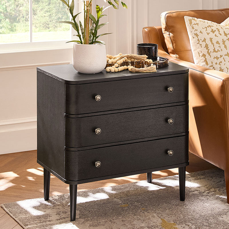 Modern End Table with Power Outlet & Curved Design