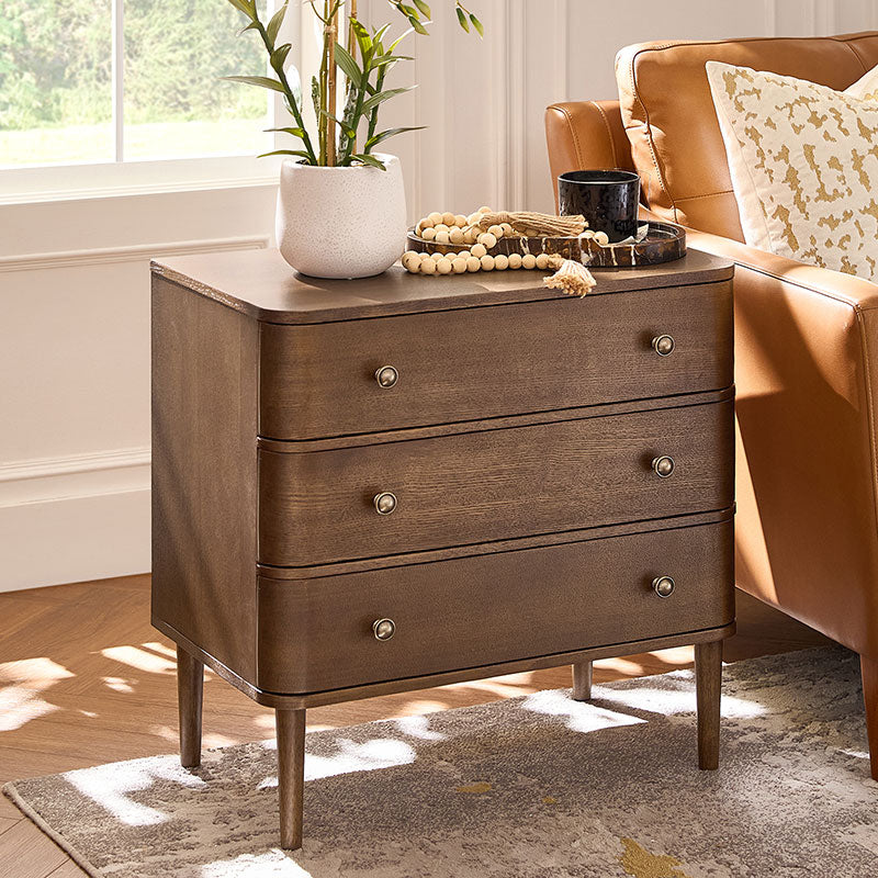 Modern End Table with Power Outlet & Curved Design - HUALA HOME
