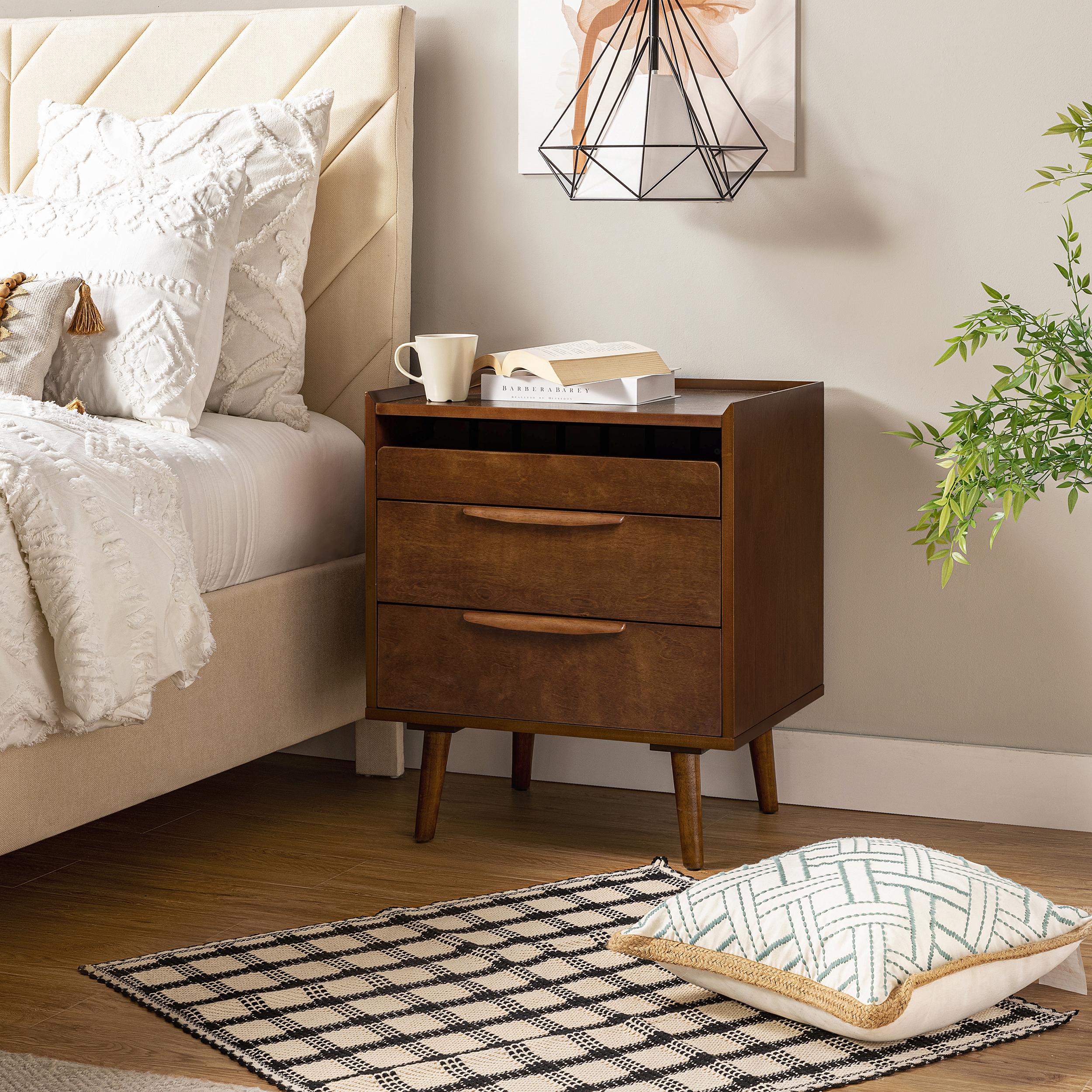 Janet Mid-Century Modern 3 - Drawer End Table(Optional Types)