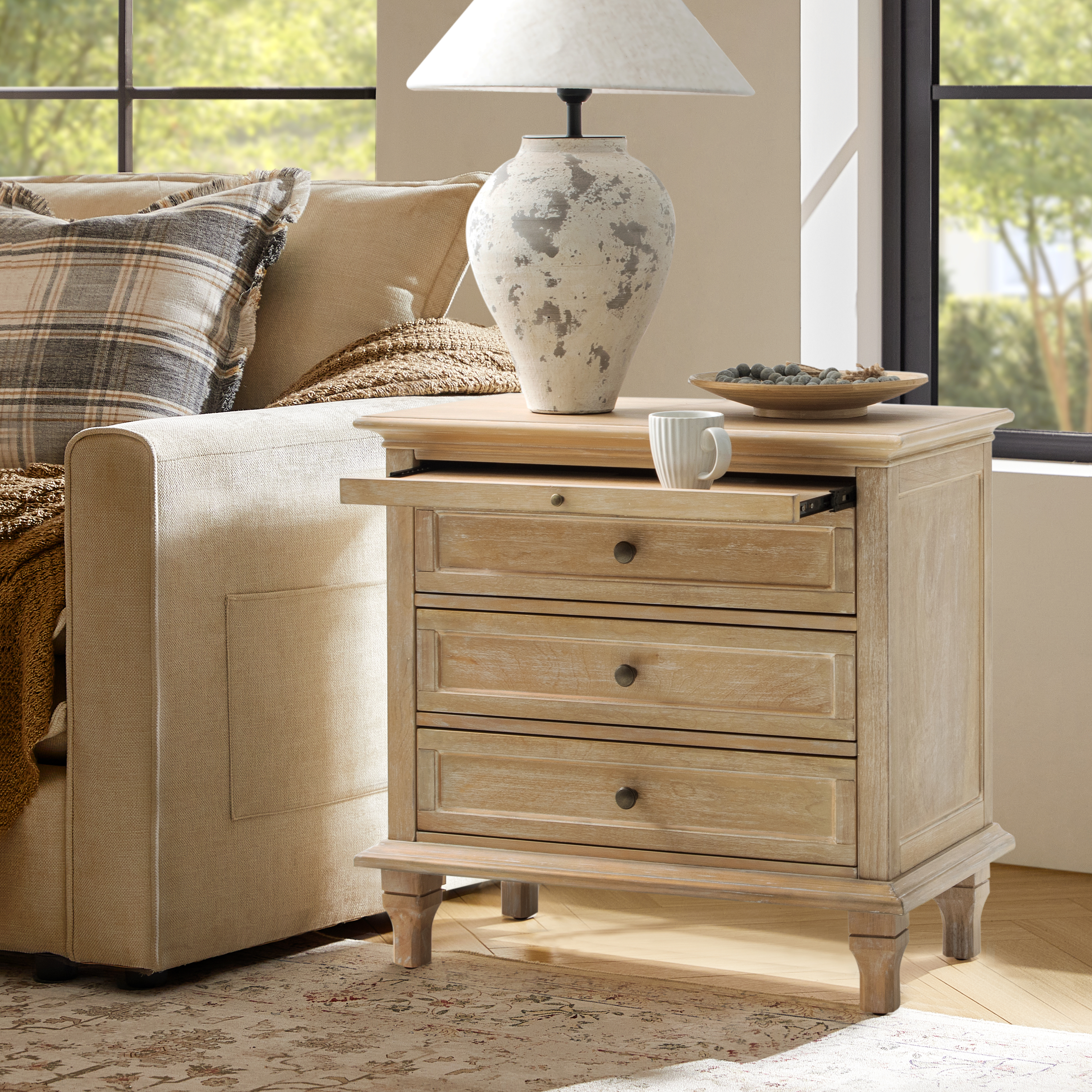 Galatea 3 - Drawer End Table with Built-In Outlets(Optional Types)