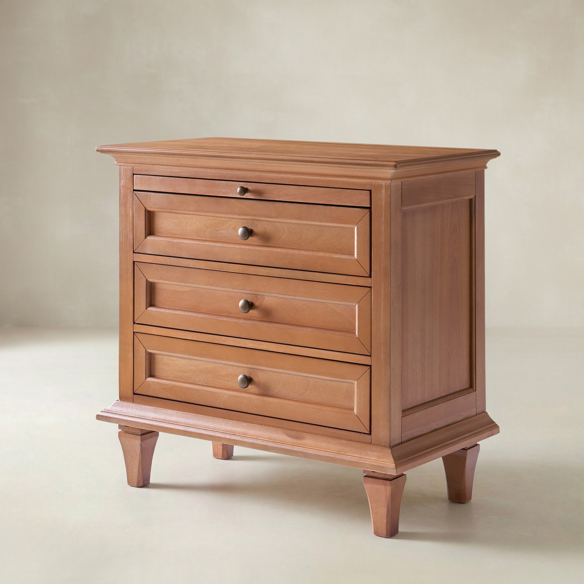 Mornay Transitional Solid Wood 3 - Drawer Nightstand