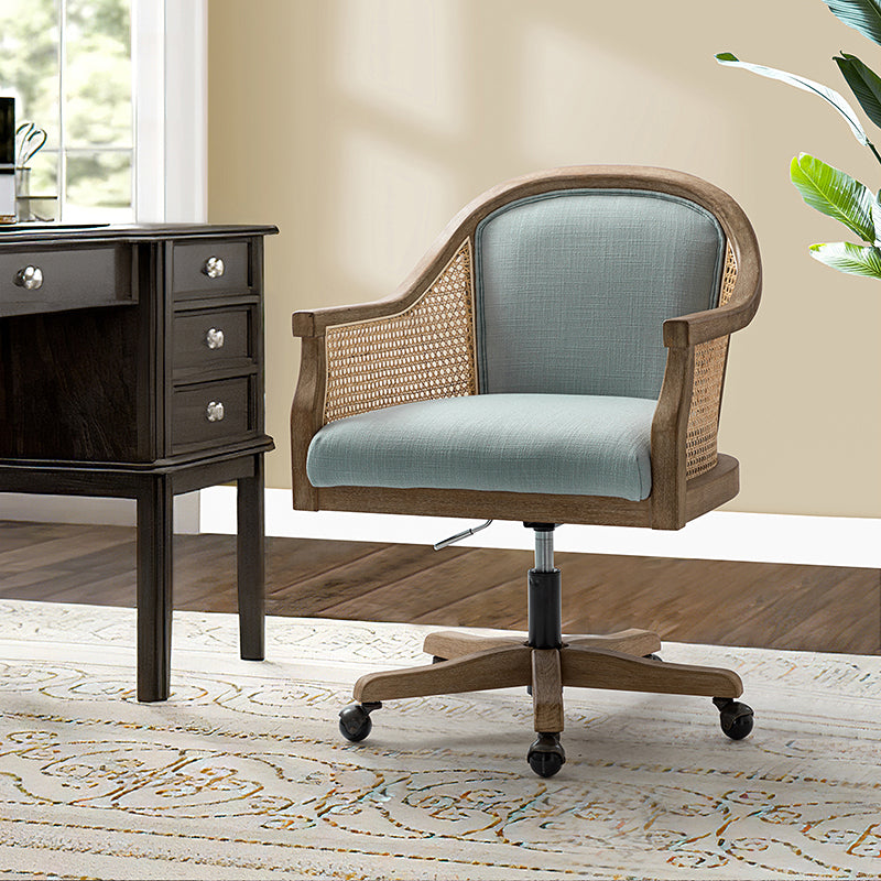 Audrey Task Accent Chair with Rattan Arms