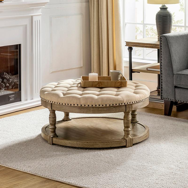 Danilynn Tufted Round Cocktail Ottoman - Hulala Home