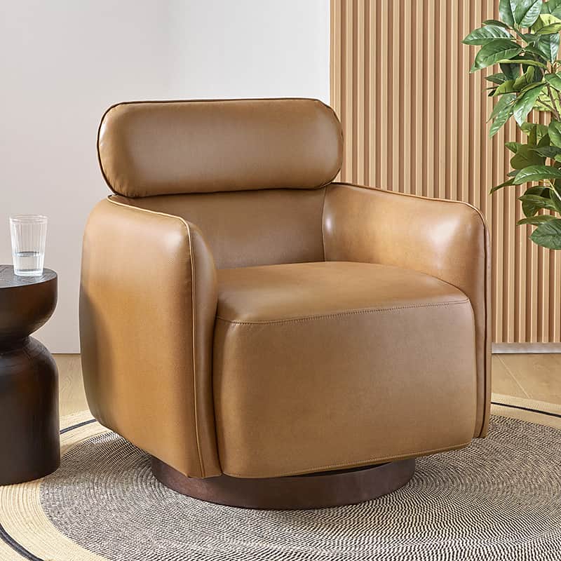 Philander Modern Genuine Leather Swivel Chair - HULALA HOME