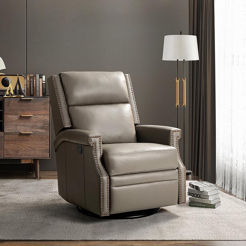Canace modern Genuine leather Manual Glider recliner swivel chair - Hulala Home