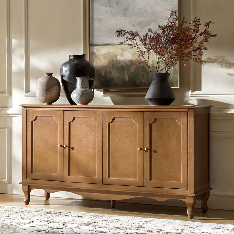 4-Door Vintage Sideboard with Storage & Media - HULALA HOME