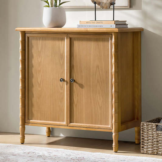 Deb 32" Wood Veneer Accent Cabinet with Adjustable Shelves, Modern Transitional Style