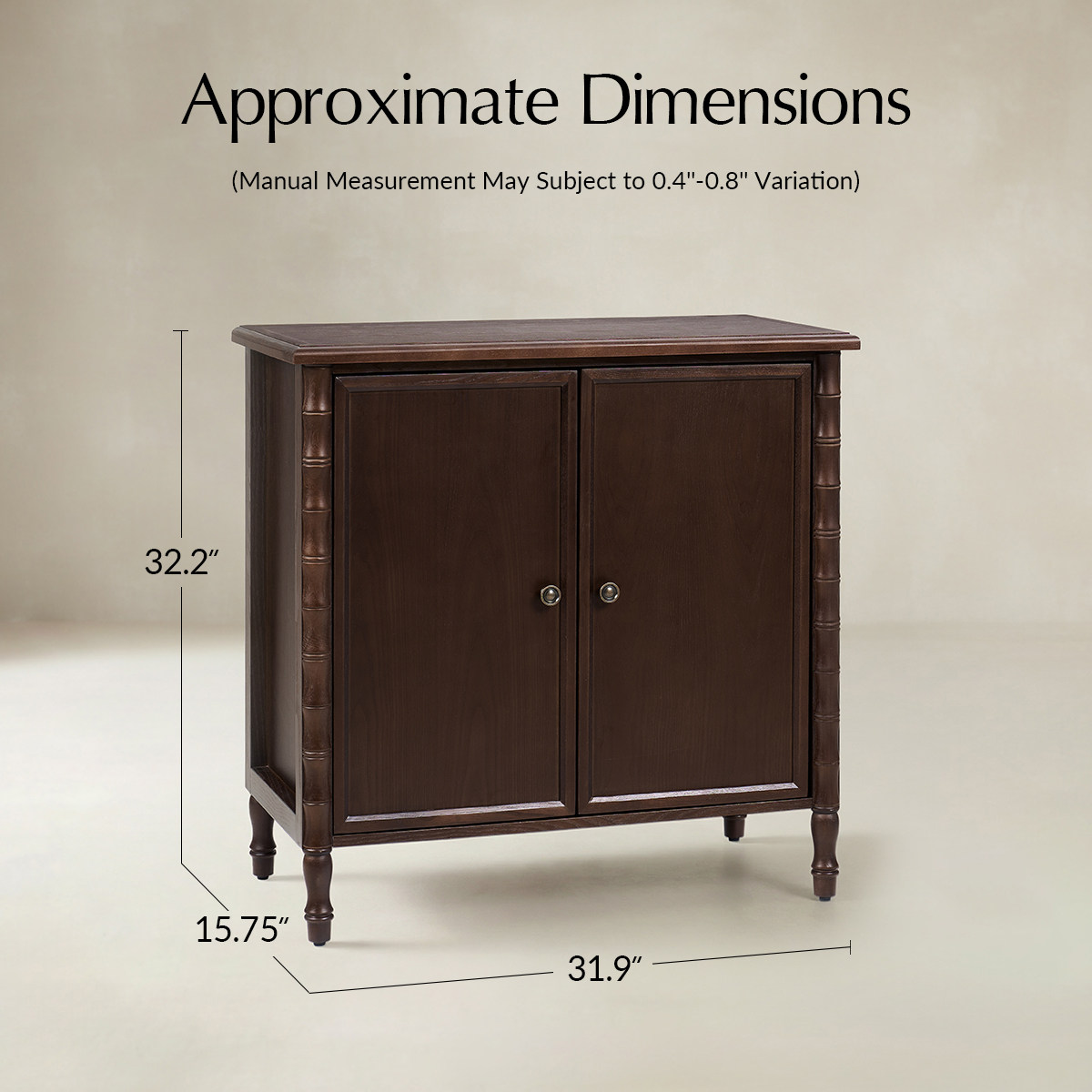Deb 32" Wood Veneer Accent Cabinet with Adjustable Shelves, Modern Transitional Style