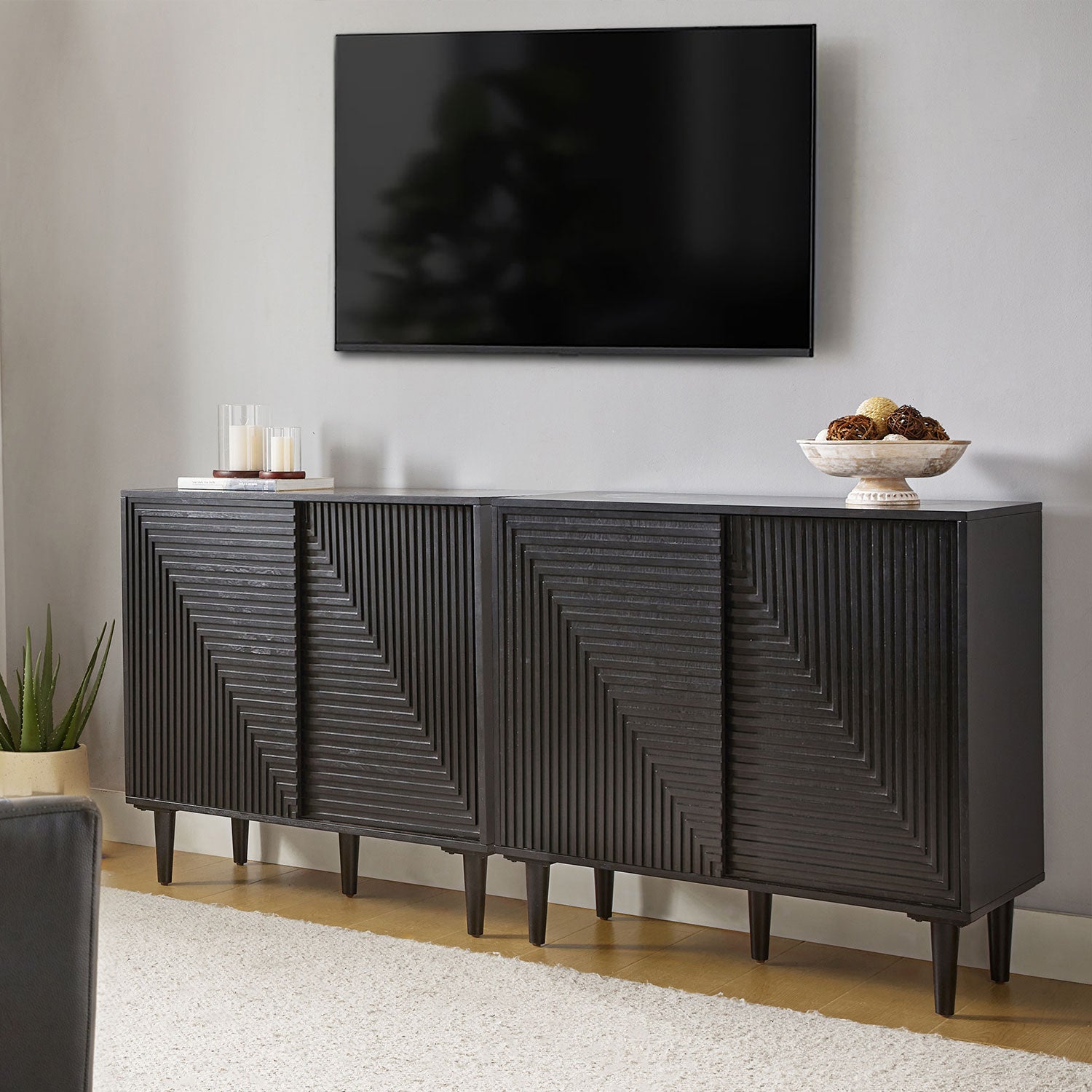 Archie 34" Tall 2-Door Accent Cabinet – Compact Multifunction Storage Cabinet for Entryway, Living Room or Bedroom
