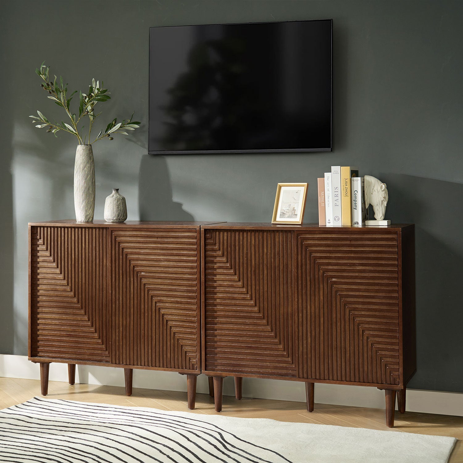 Archie 34" Tall 2-Door Accent Cabinet – Compact Multifunction Storage Cabinet for Entryway, Living Room or Bedroom