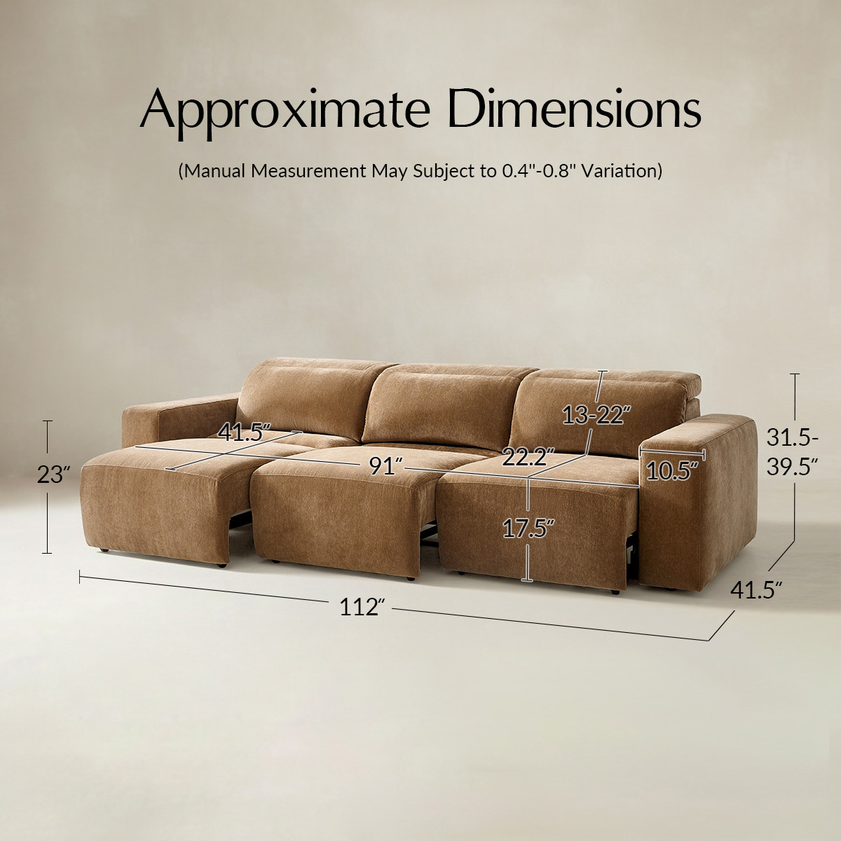 Moussea Modern Chenille Power Reclining Sofa with Sofa Bed Functionality