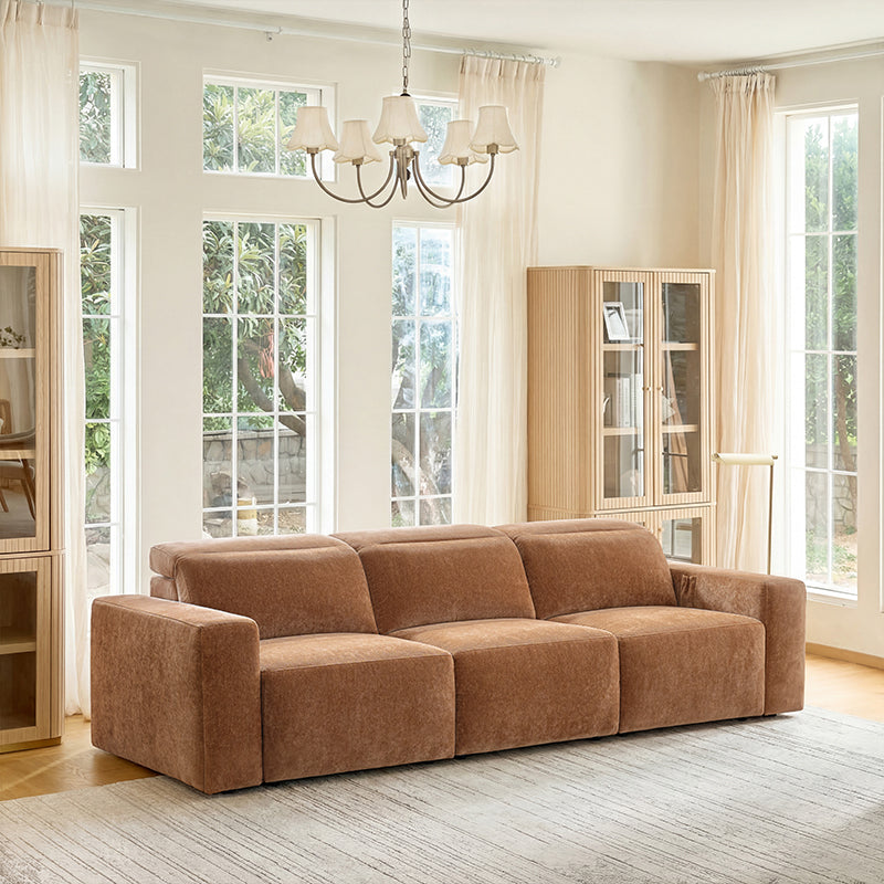 Moussea Modern Chenille Power Reclining Sofa with Sofa Bed Functionality