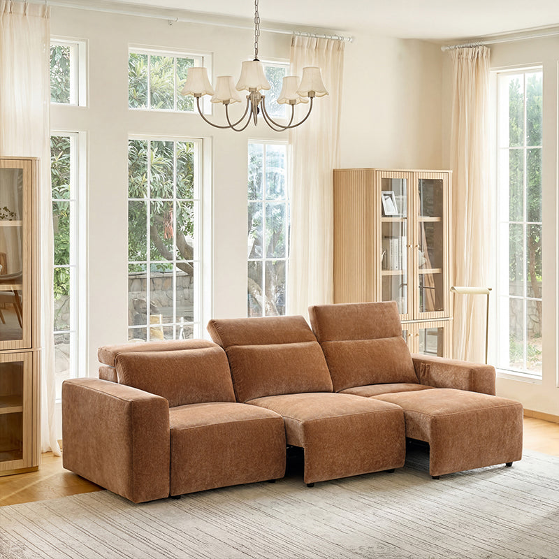 Moussea Modern Chenille Power Reclining Sofa with Sofa Bed Functionality