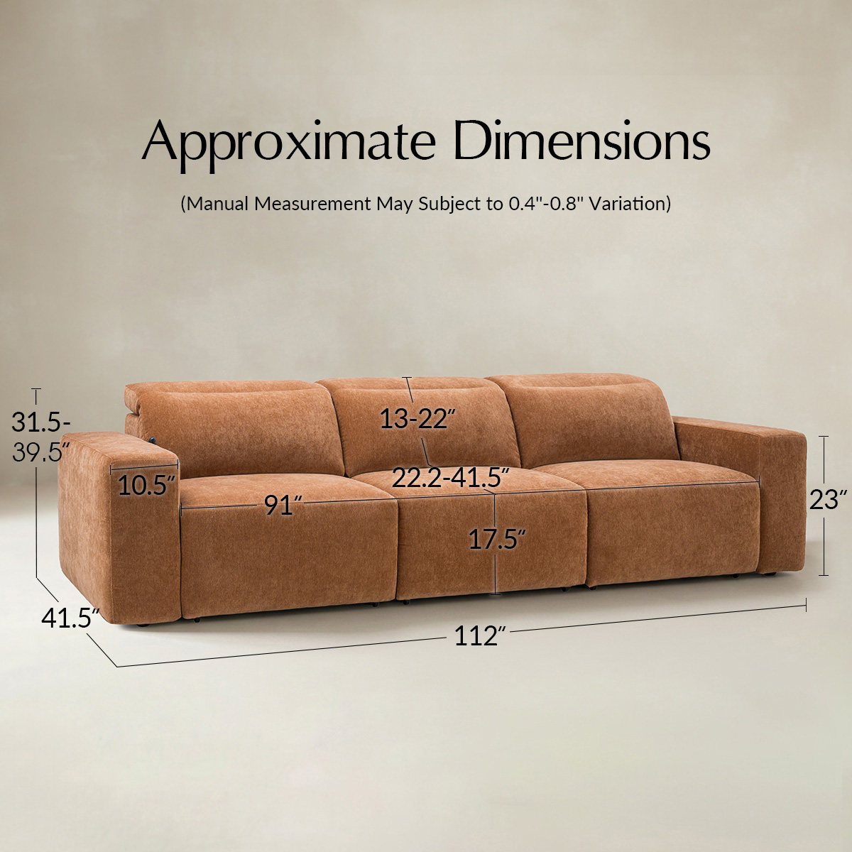Moussea Modern Chenille Power Reclining Sofa with Sofa Bed Functionality