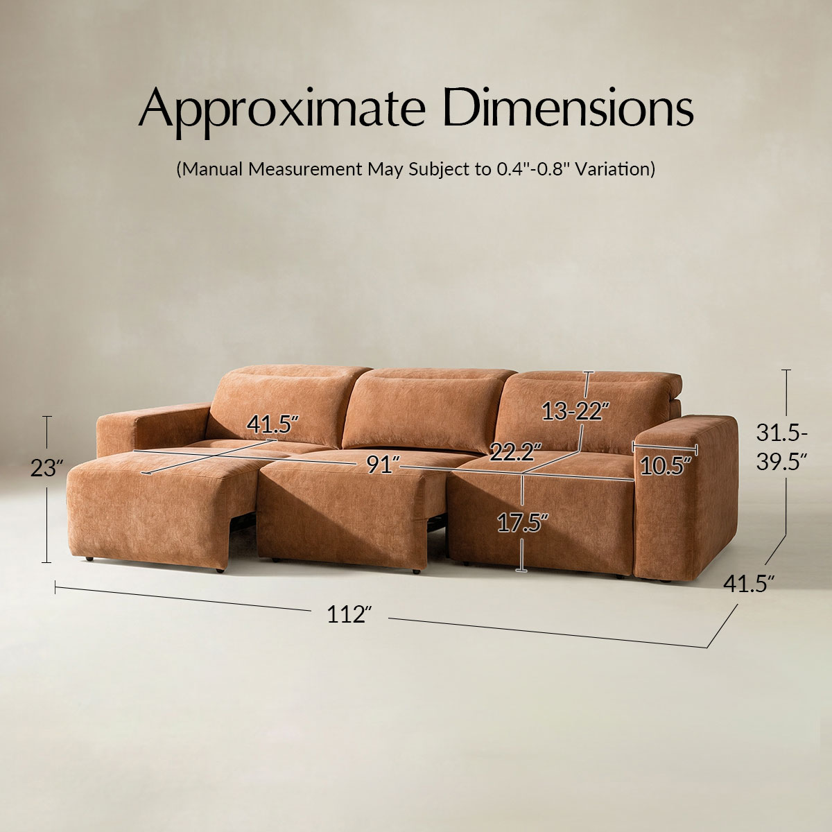 Moussea Modern Chenille Power Reclining Sofa with Sofa Bed Functionality