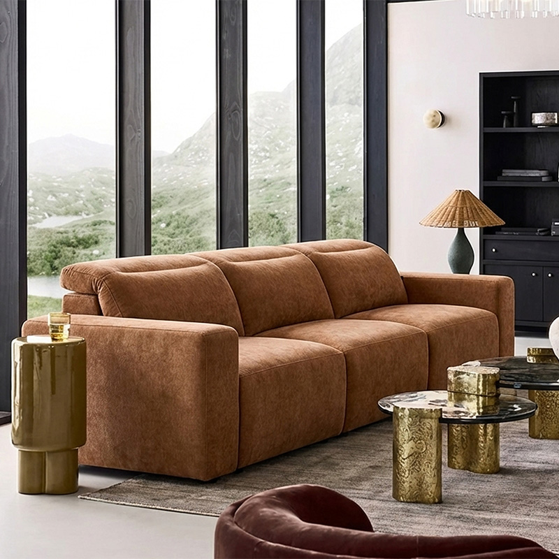 Moussea Modern Chenille Power Reclining Sofa with Sofa Bed Functionality