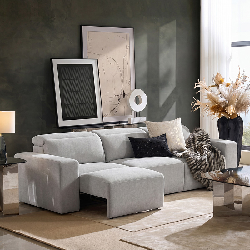 Moussea Modern Chenille Power Reclining Sofa with Sofa Bed Functionality